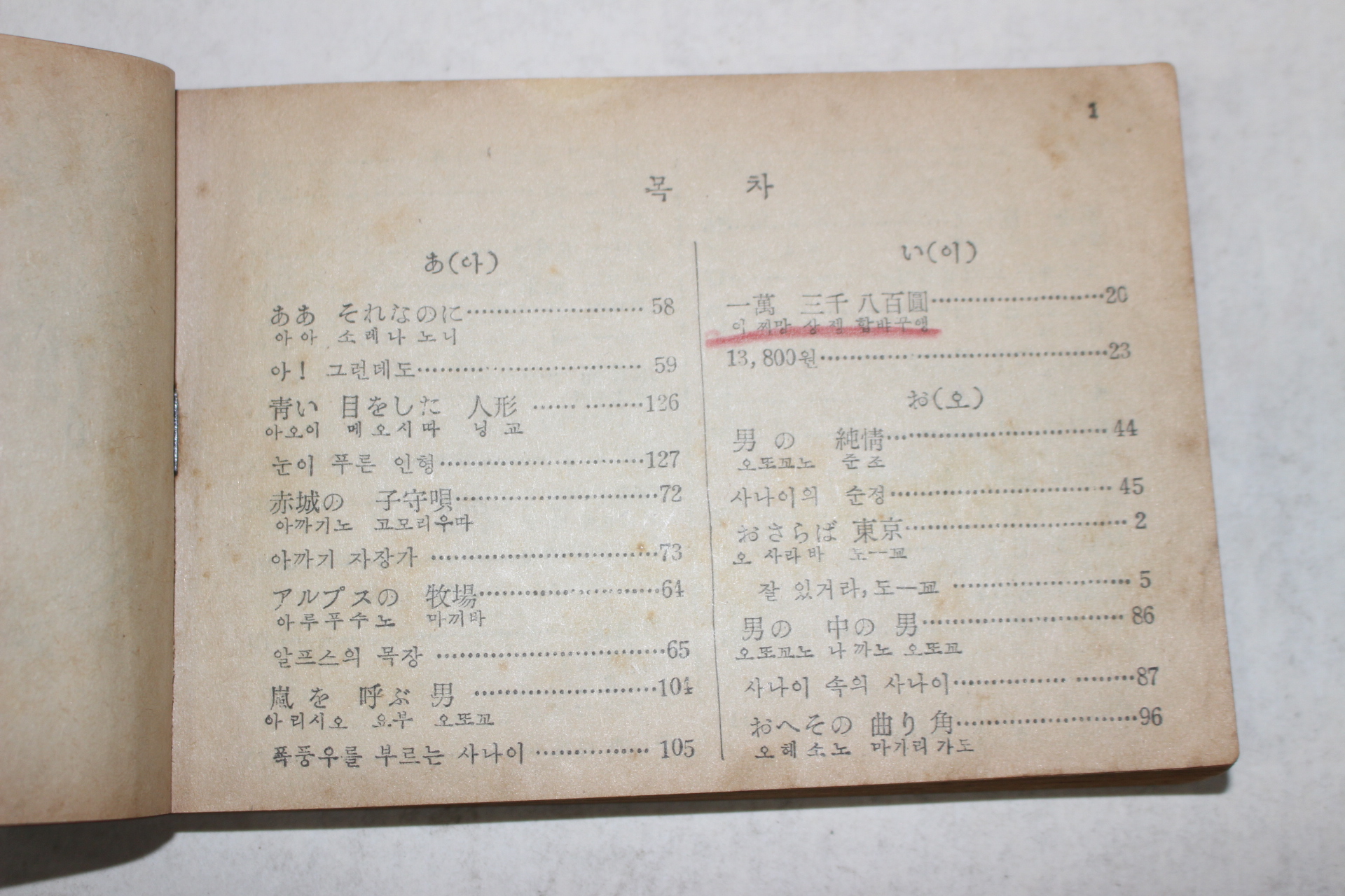 1960년 영문사 일본가요곡집 노래책