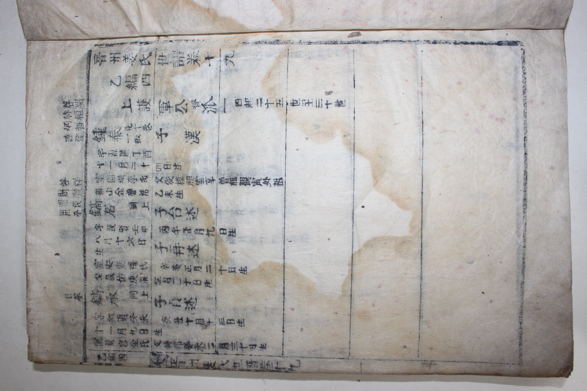 조선시대 목활자본 (晉州姜氏世譜) 권18  1책