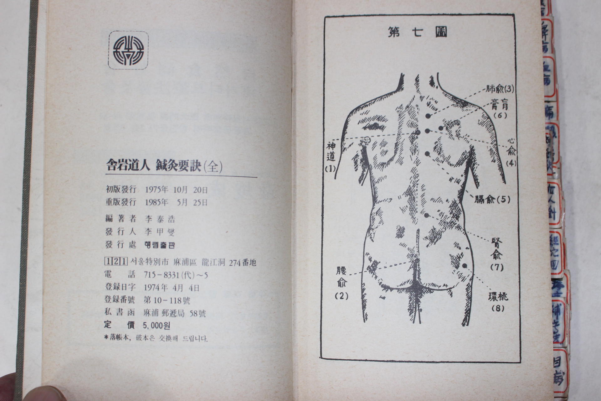 1985년 사암도인침구요결(舍巖道人鍼灸要訣)