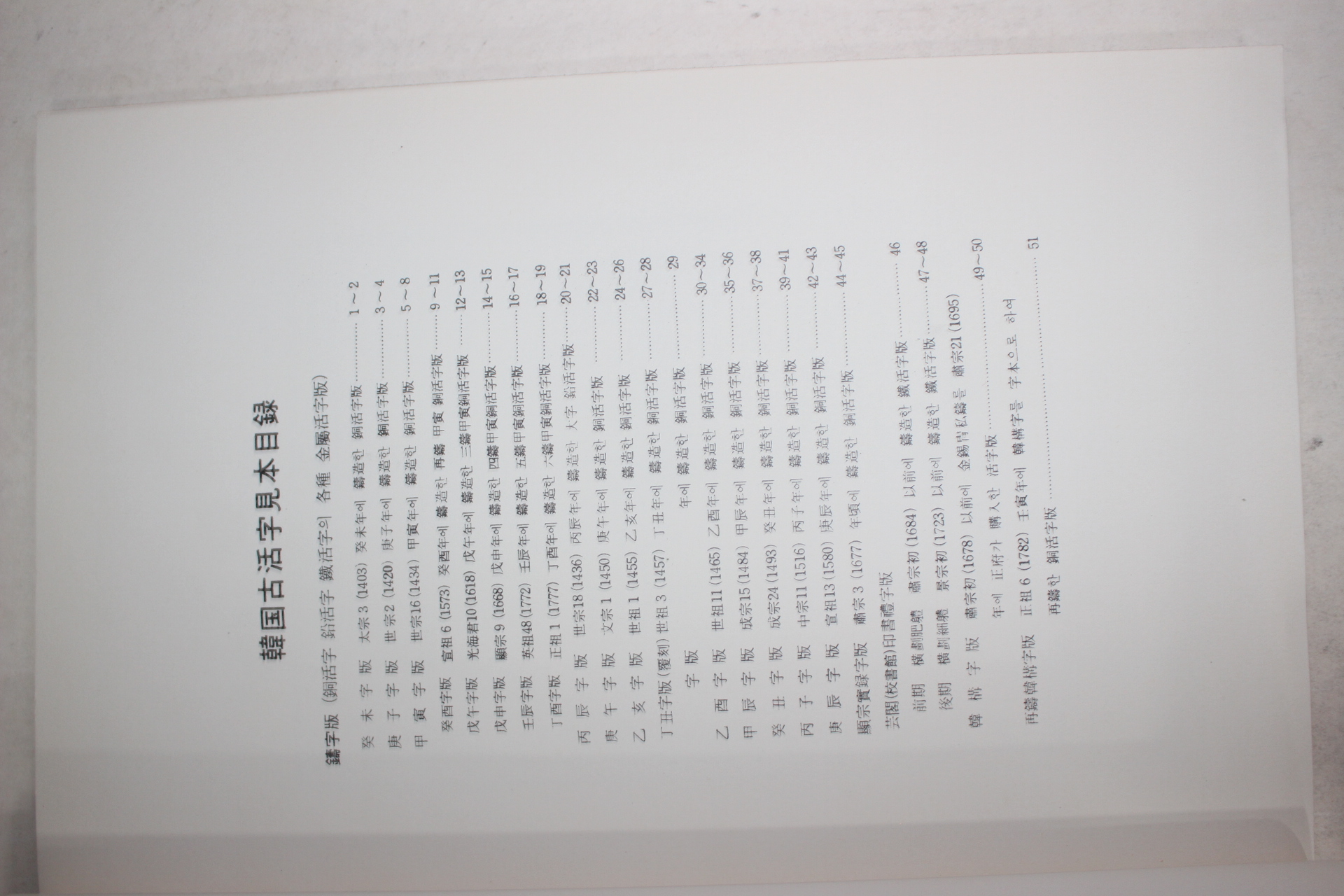 1973년 한국고활자견본첩(韓國古活字見本帖)