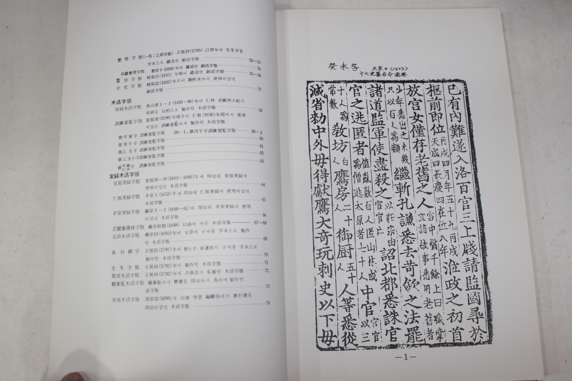 1973년 한국고활자견본첩(韓國古活字見本帖)