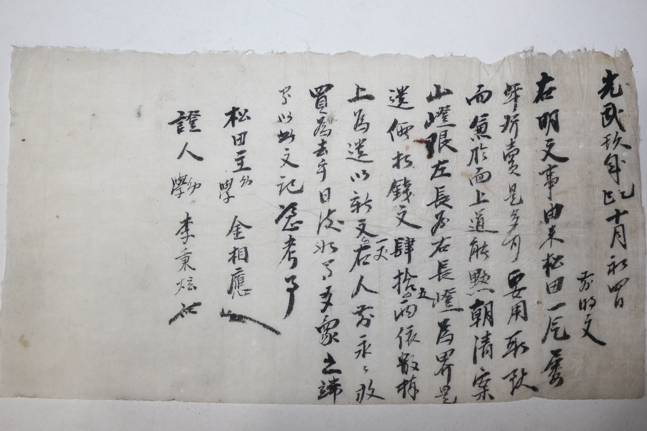1905년(광무9년) 솔밭(松田) 매매문서