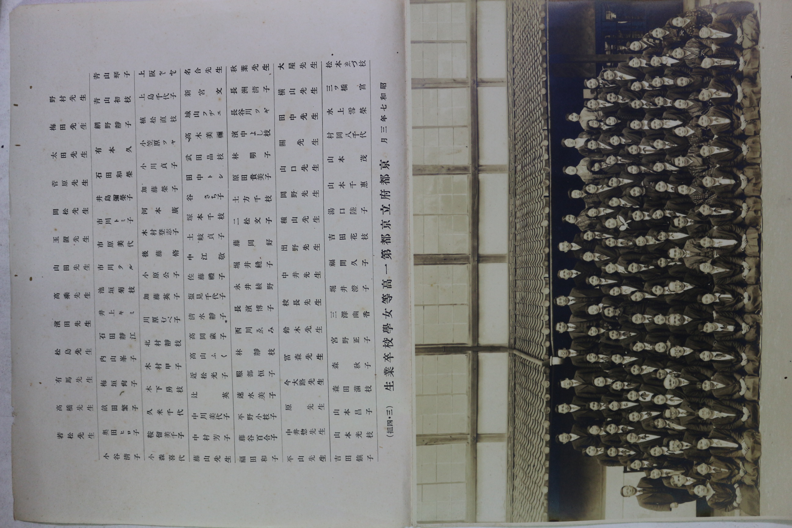 1932년(소화7년) 경도부립경도제일고등여학교(京都府立京都第一高等女學校)졸업생 사진