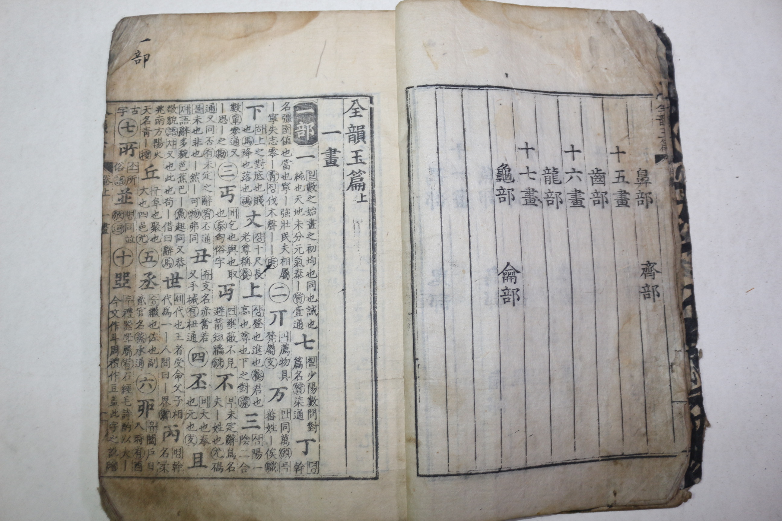목판본 전운옥편(全韻玉編) 상권 1책