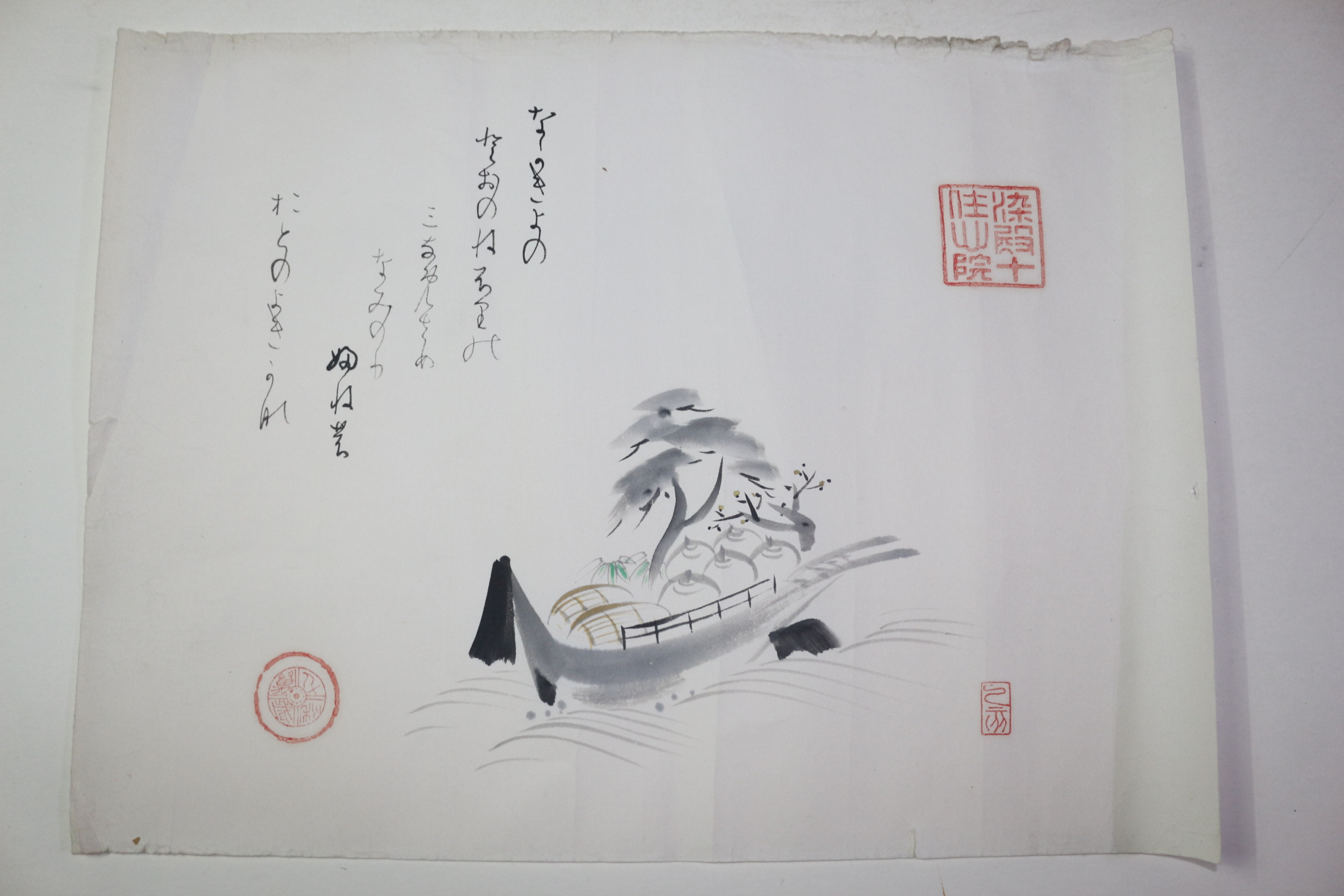 에도시기 화지에 묵화 그림