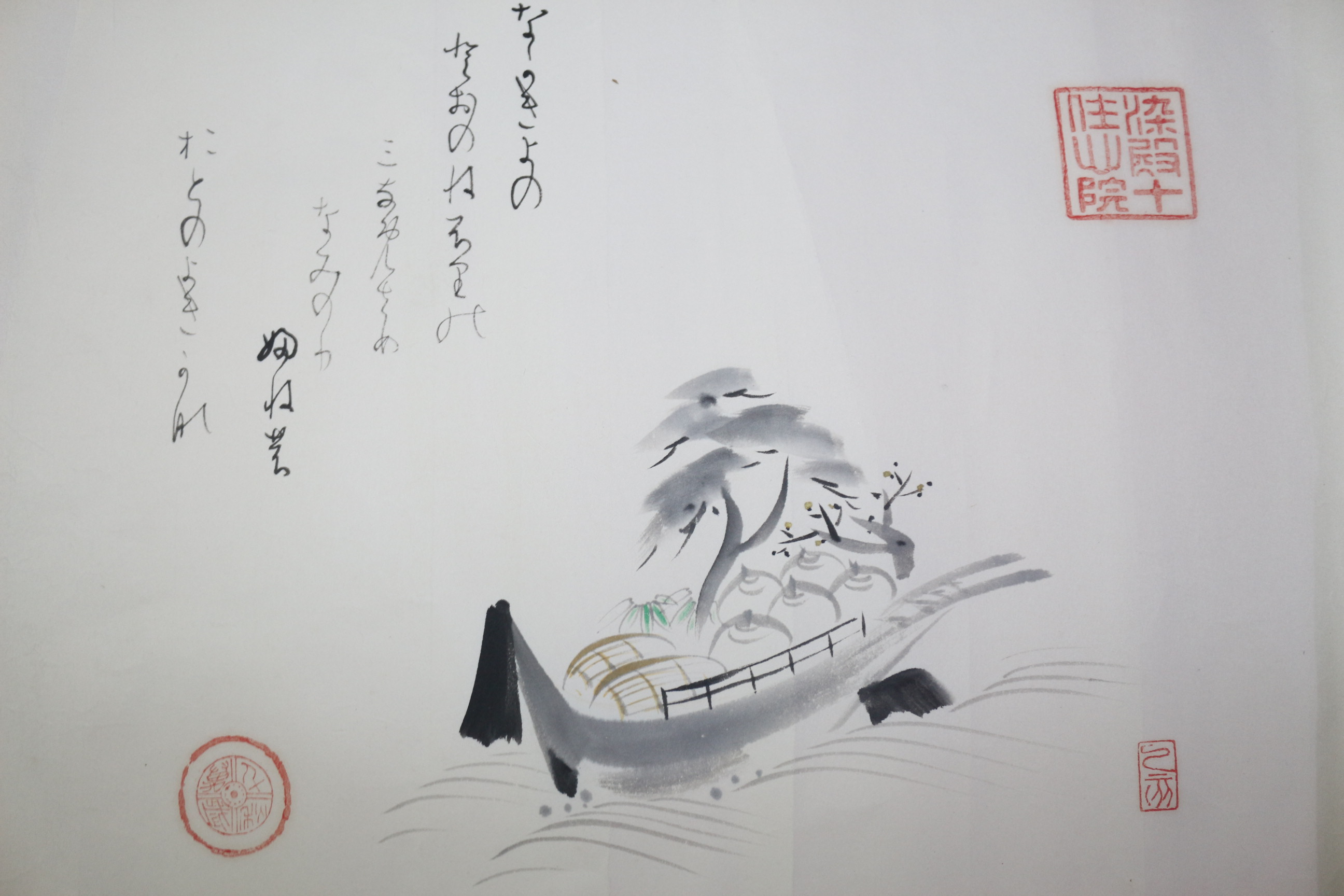 에도시기 화지에 묵화 그림