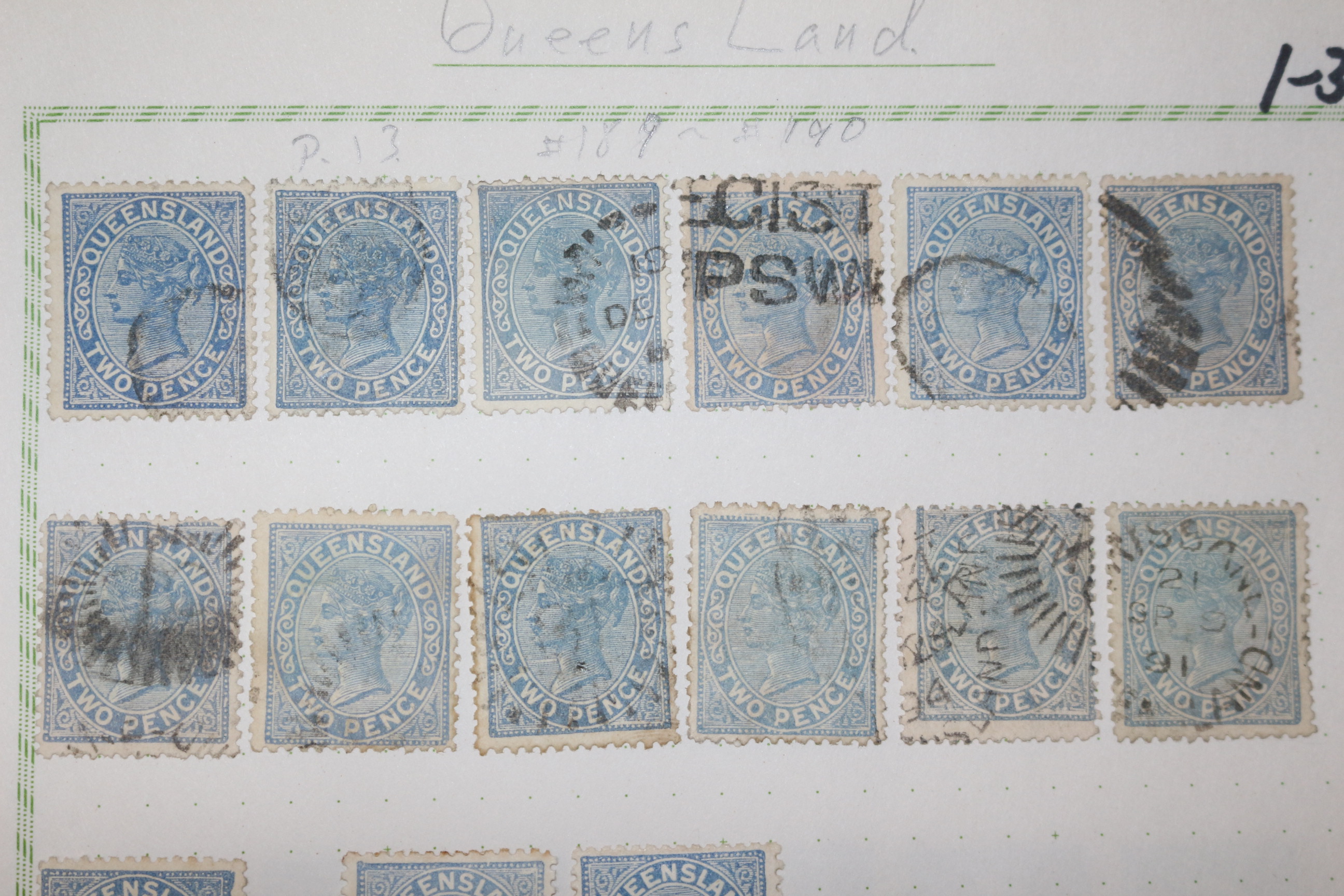 1-34 100년전후의 Queensland 우표 15장