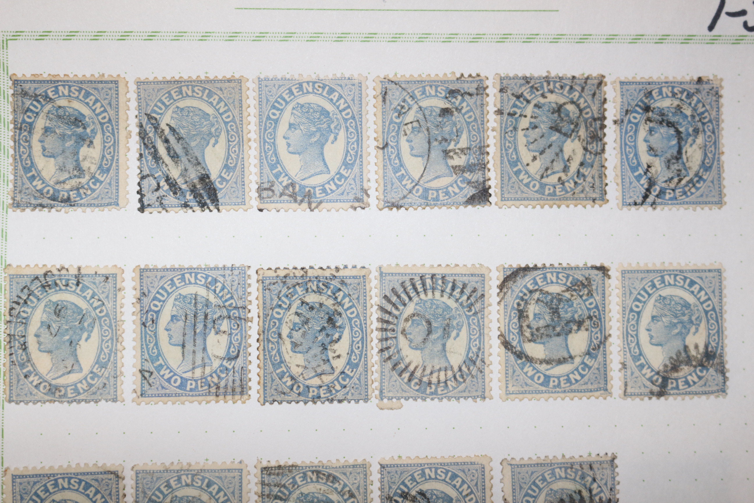 1-36 100년전후의 Queensland 우표 18장