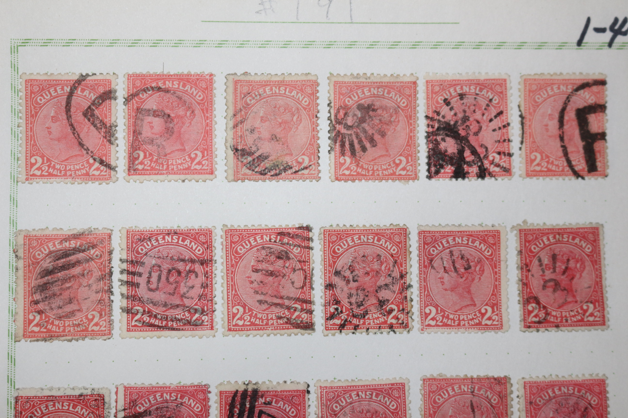 1-40 100년전후의 Queensland 우표 20장