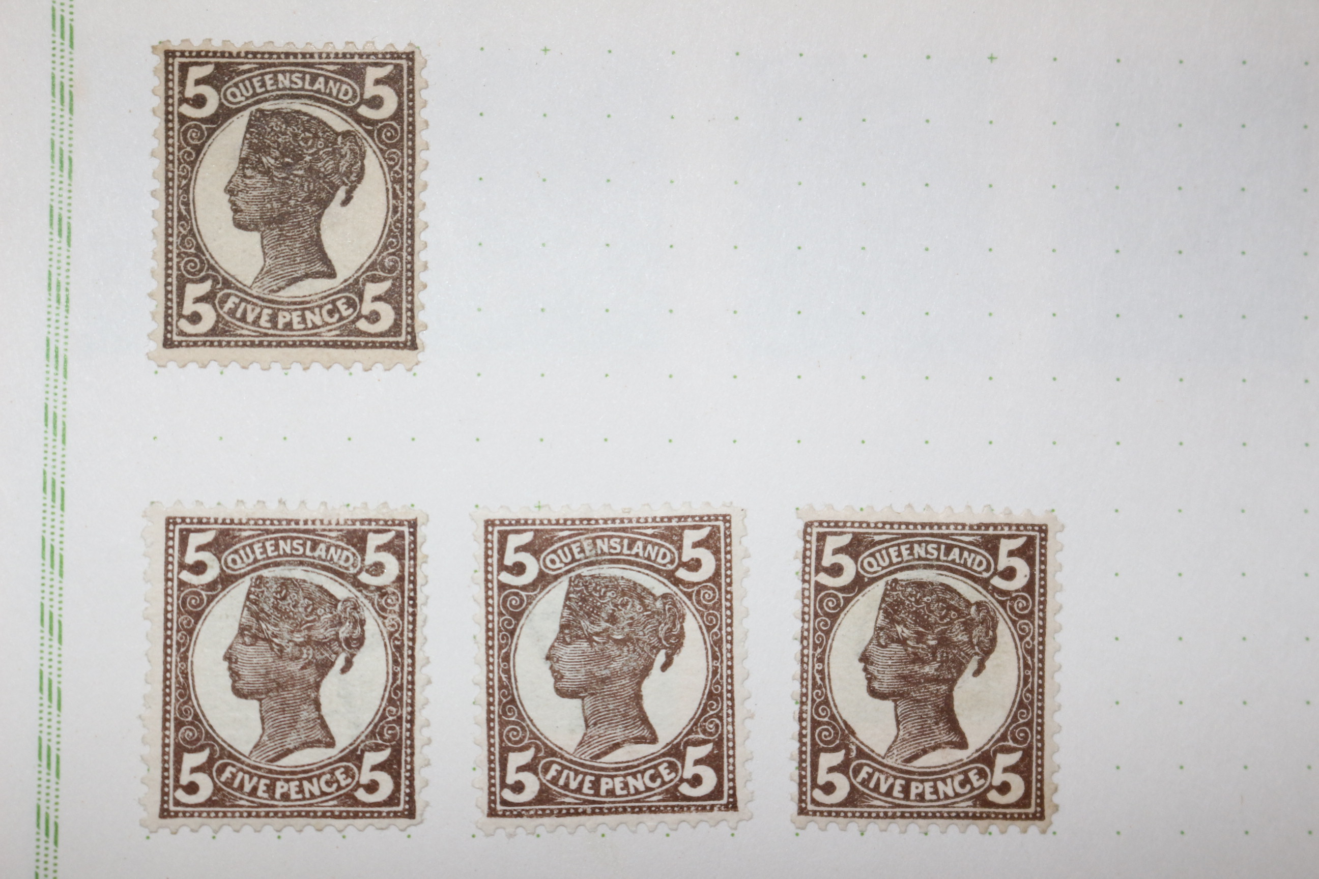 1-49 100년전후의 Queensland 우표 4장