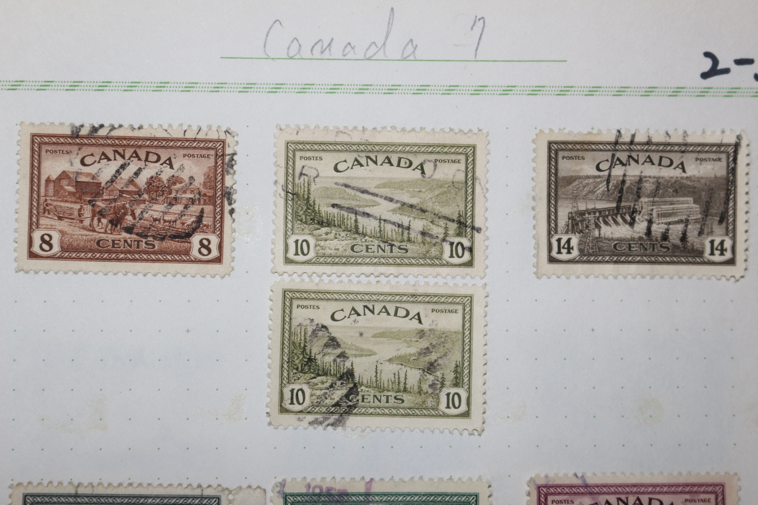 2-34 100년전후의 캐나다 canada 우표 17장