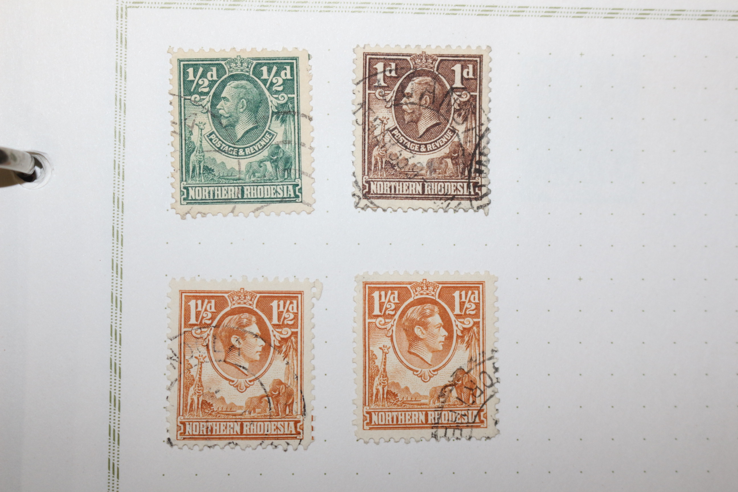 2-83 100년전후의 영국식민지당시 북로디지아 Northern rhodesia 우표 4장