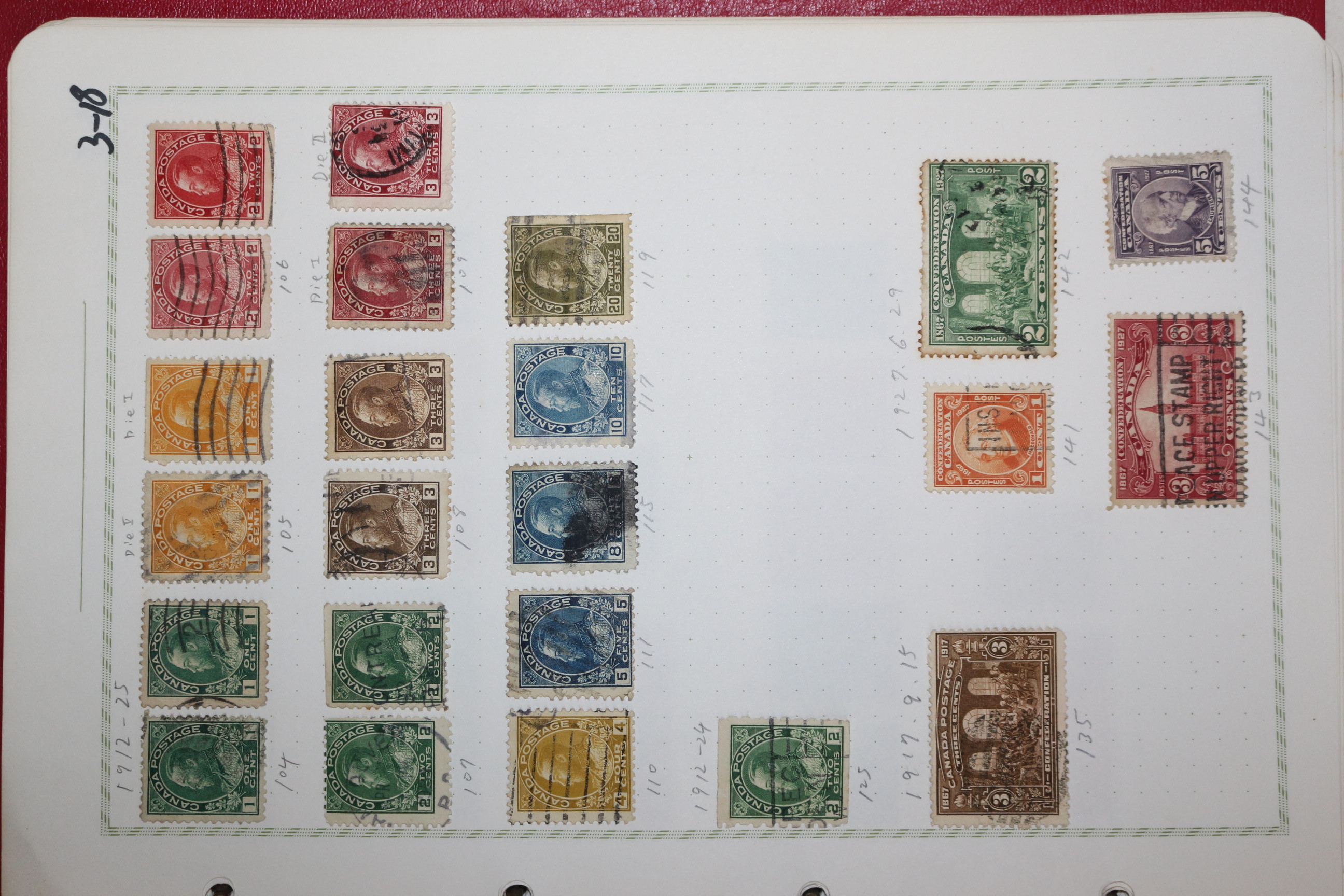 3-18 1912년~1927년 캐나다 canada 우표 23장