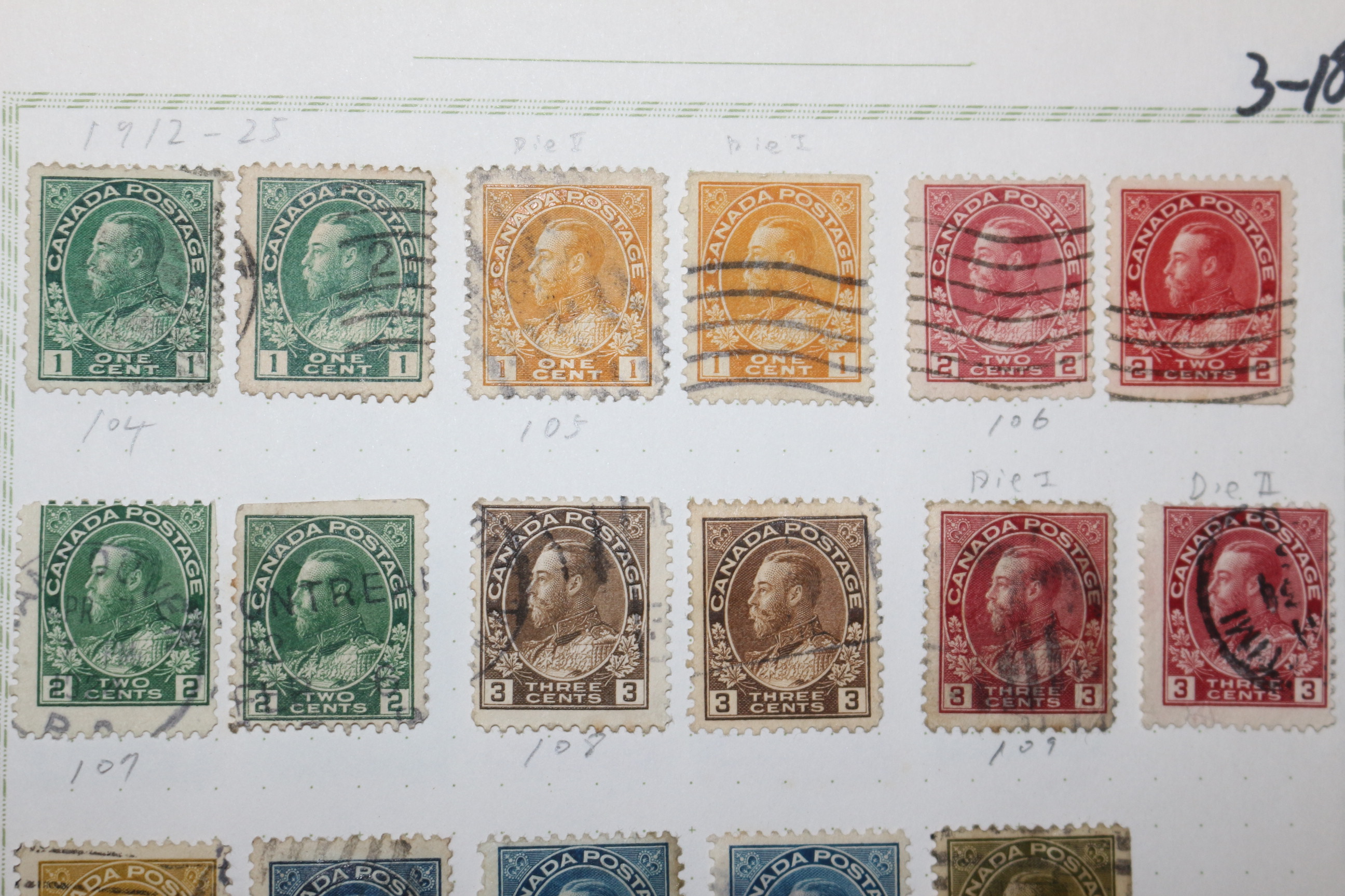 3-18 1912년~1927년 캐나다 canada 우표 23장