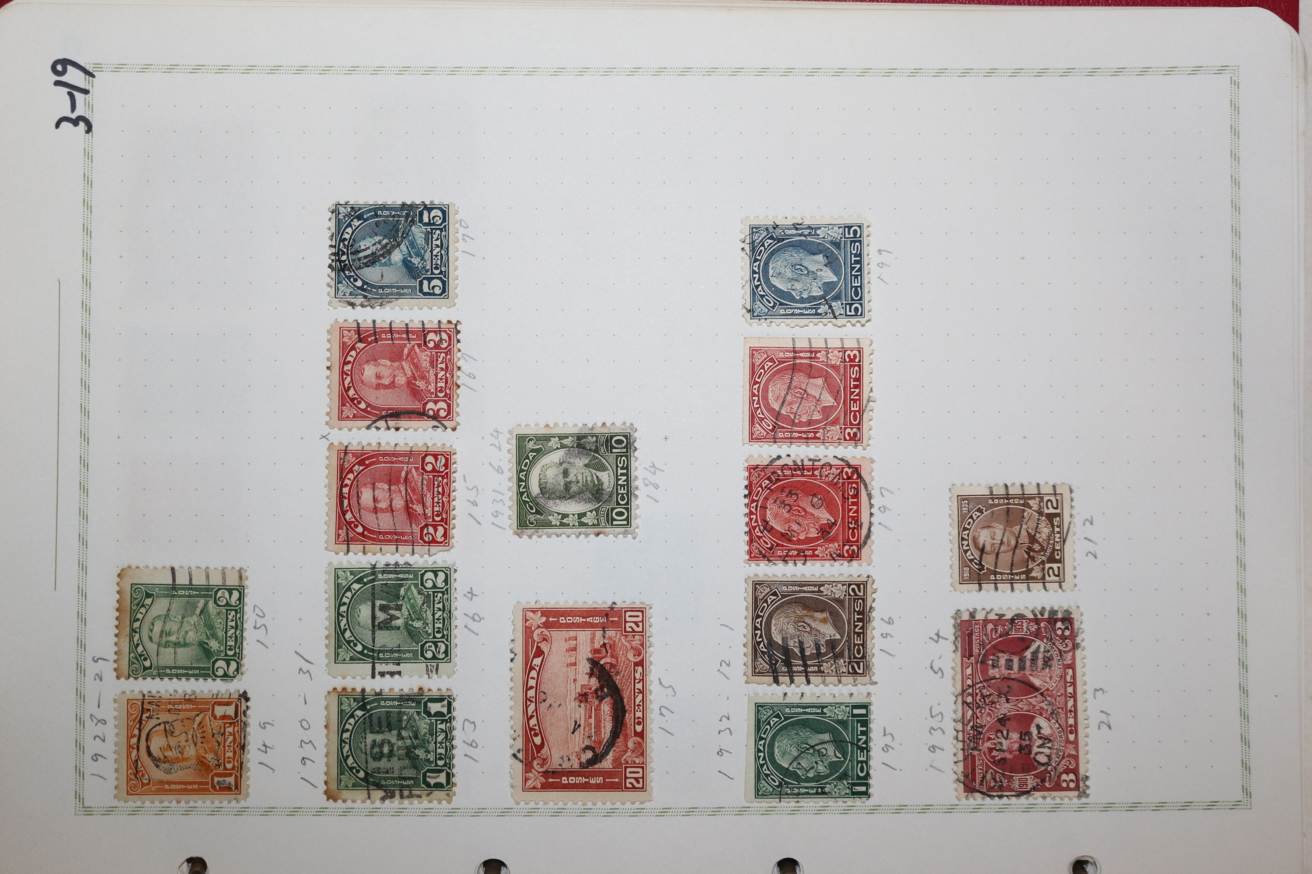 3-19 1928년~1935년 캐나다 canada 우표 16장