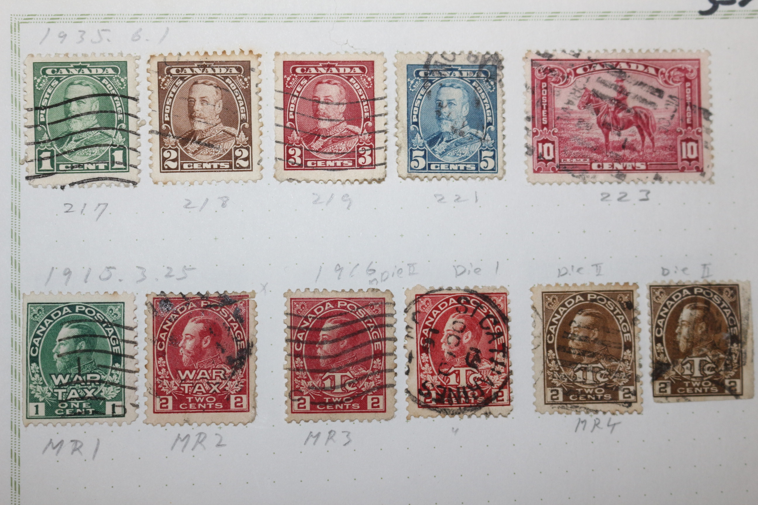 3-20 1915년~1935년 캐나다 canada 우표 13장