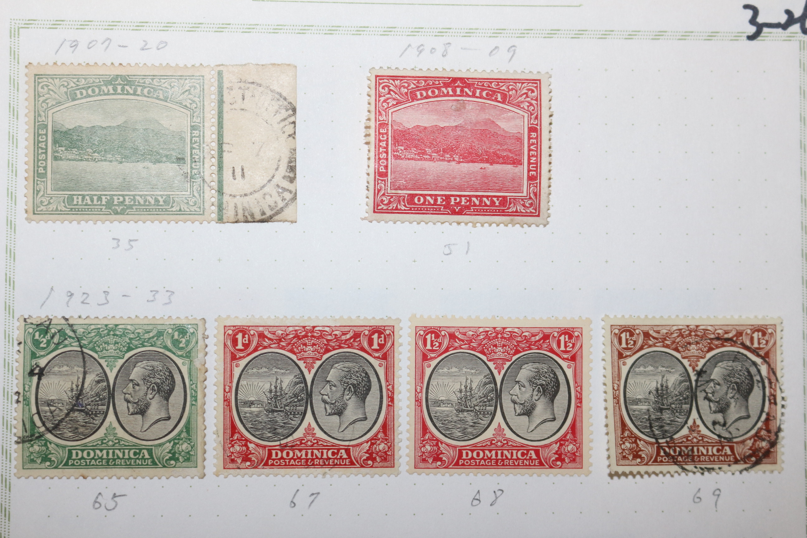 3-26 1907년~1933년 도미니카공화국 Dominica 우표 10장