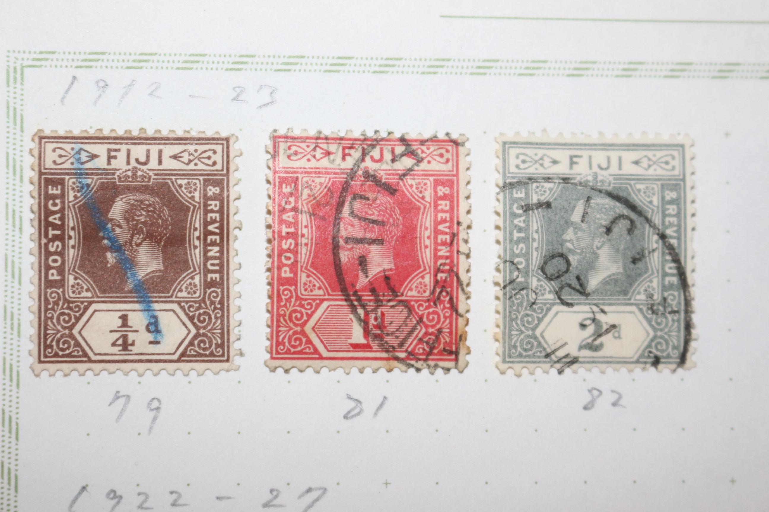 3-29 1912년~1927년 피지 Figi 우표 6장