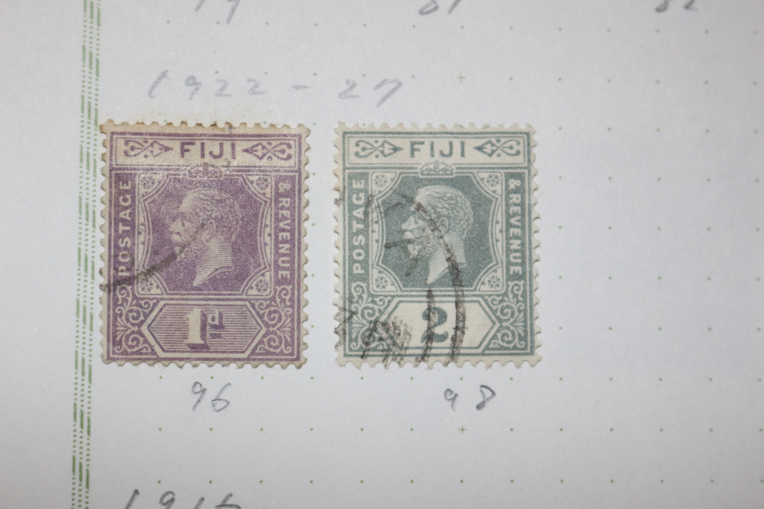 3-29 1912년~1927년 피지 Figi 우표 6장
