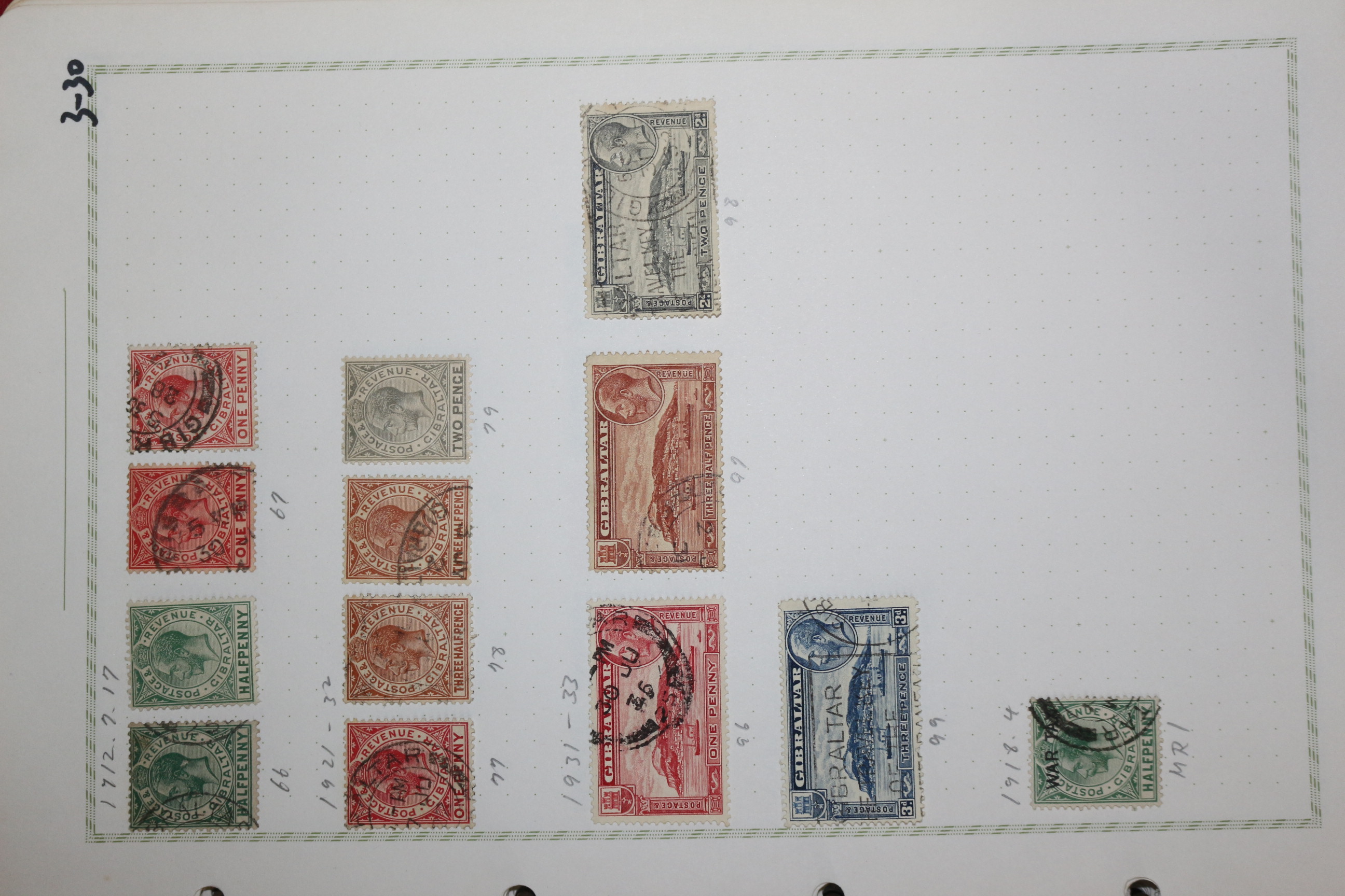 3-30 1912년~1933년 지브롤터 gibraltar 우표 13장