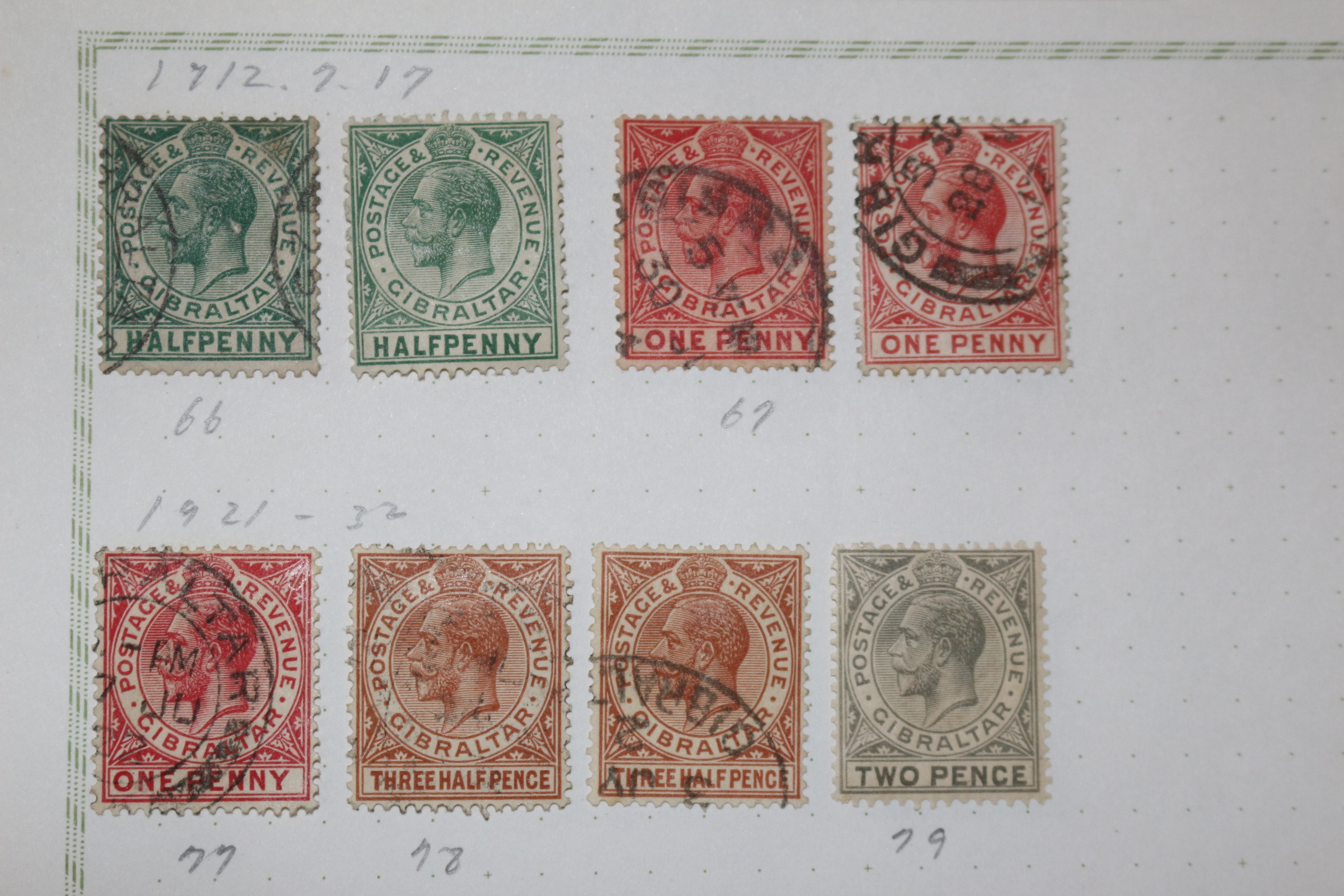 3-30 1912년~1933년 지브롤터 gibraltar 우표 13장
