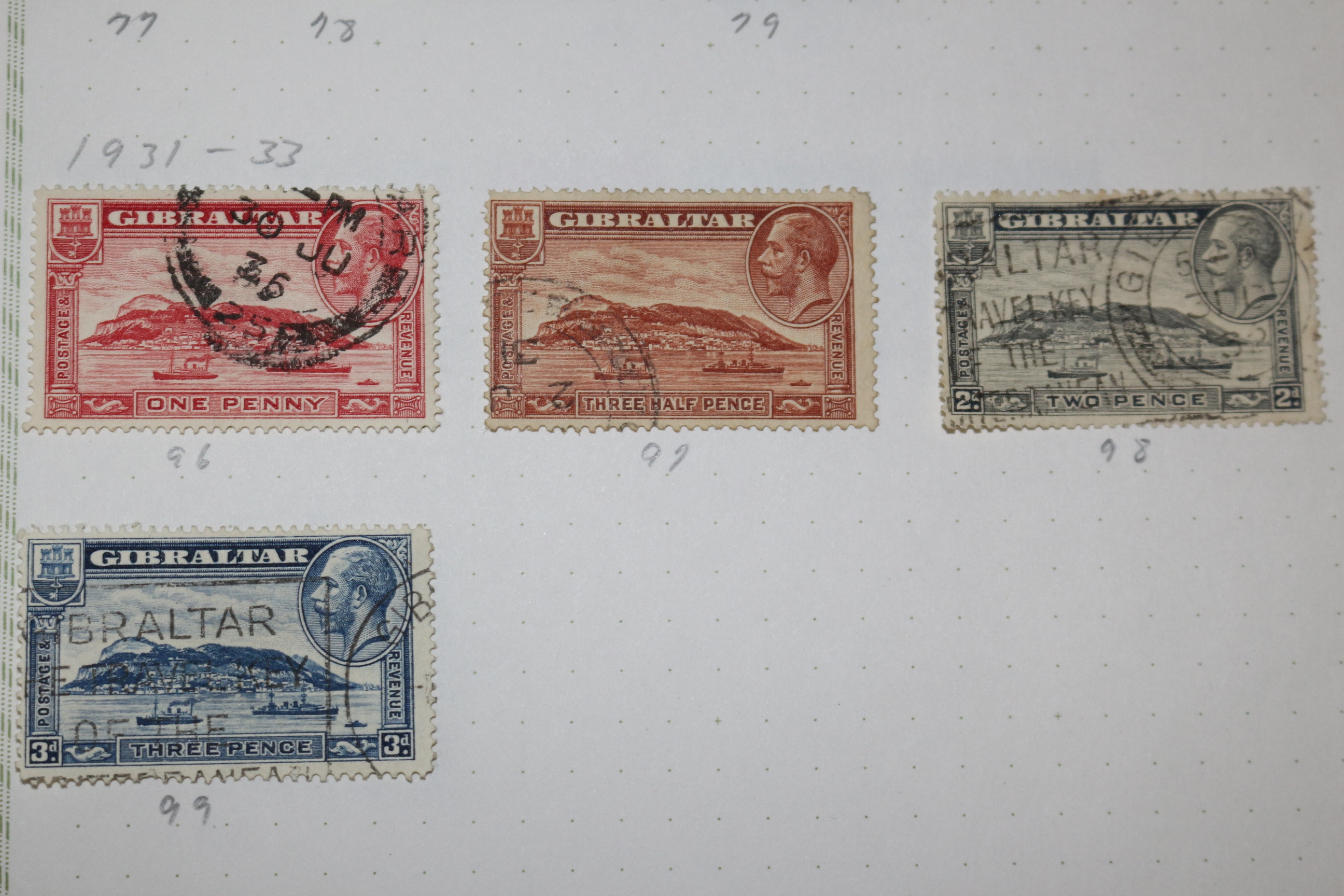 3-30 1912년~1933년 지브롤터 gibraltar 우표 13장