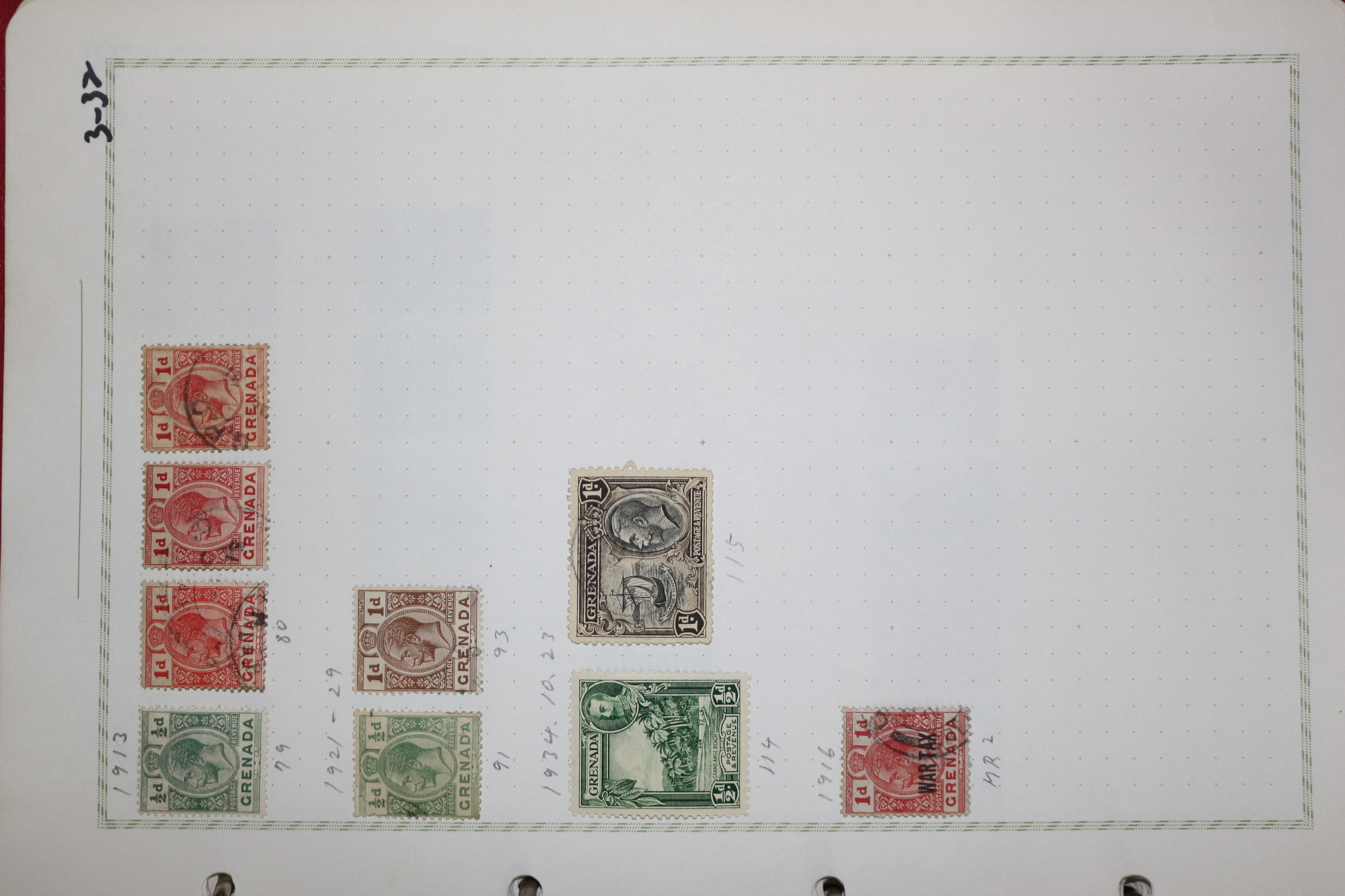 3-32 1913년~1934년 그레나다 grenada 우표 9장