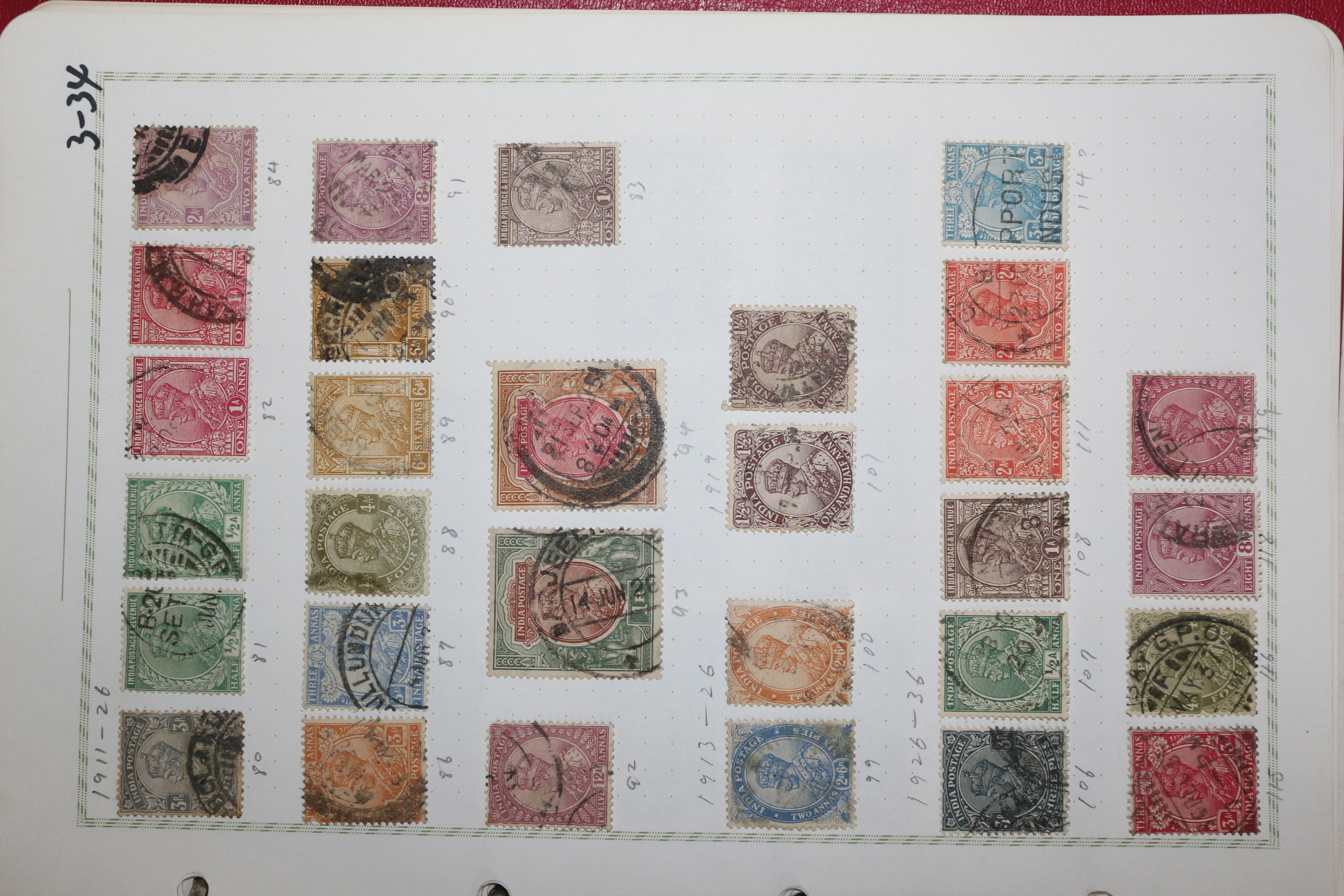 3-34 1911년~1936년 인도 india 우표 30장