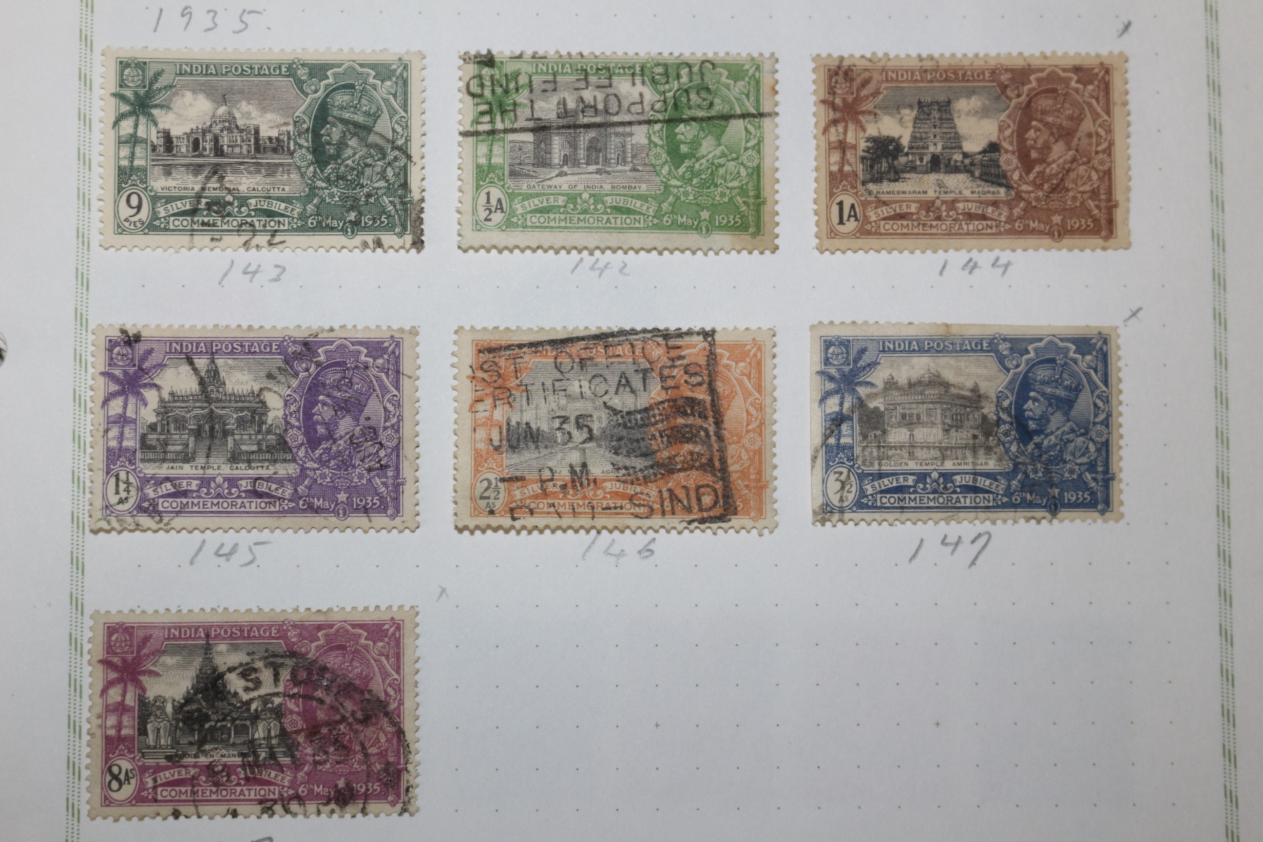 3-35 1931년~1935년 인도 india 우표 14장
