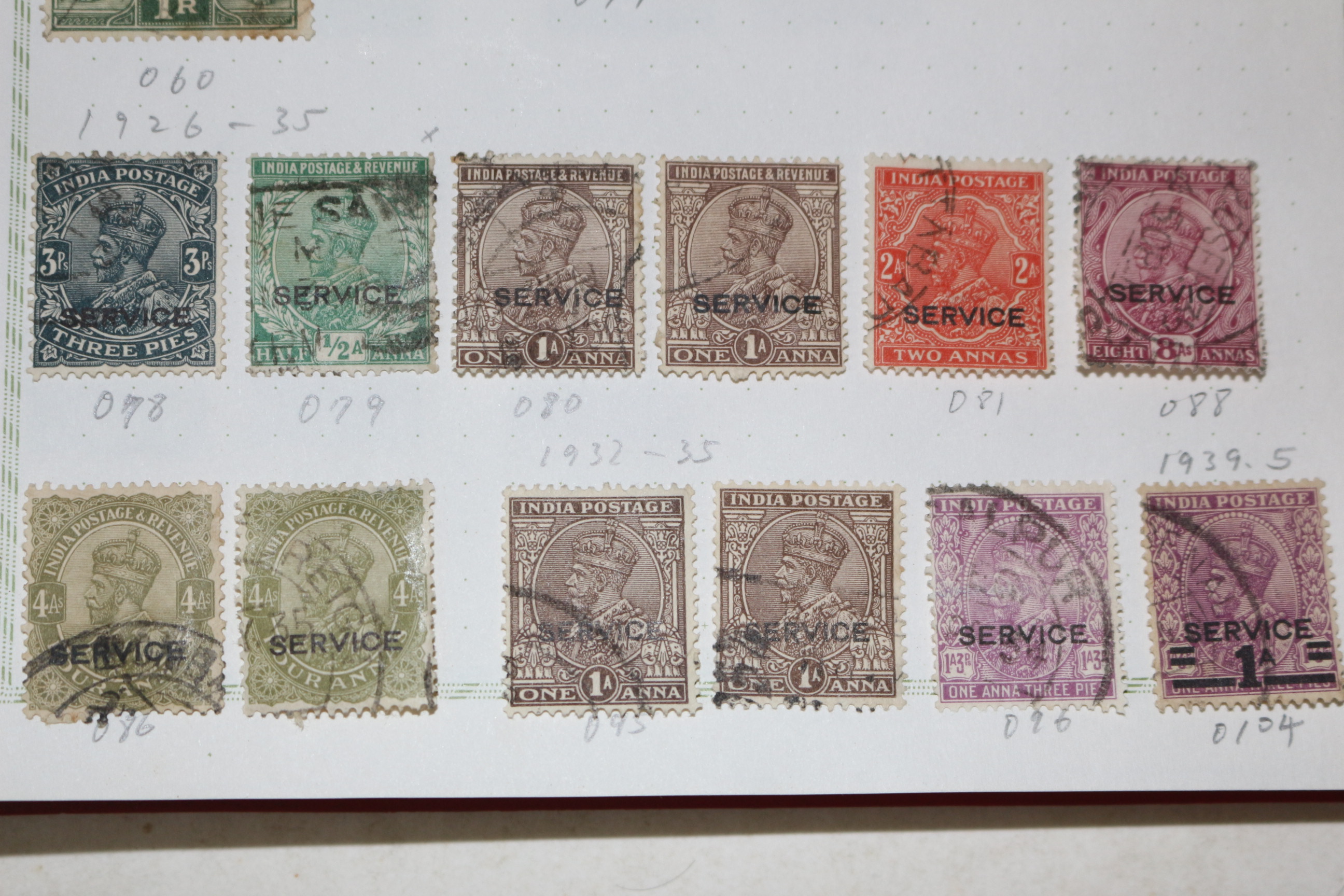 3-36 1912년~1935년 인도 india 우표 25장