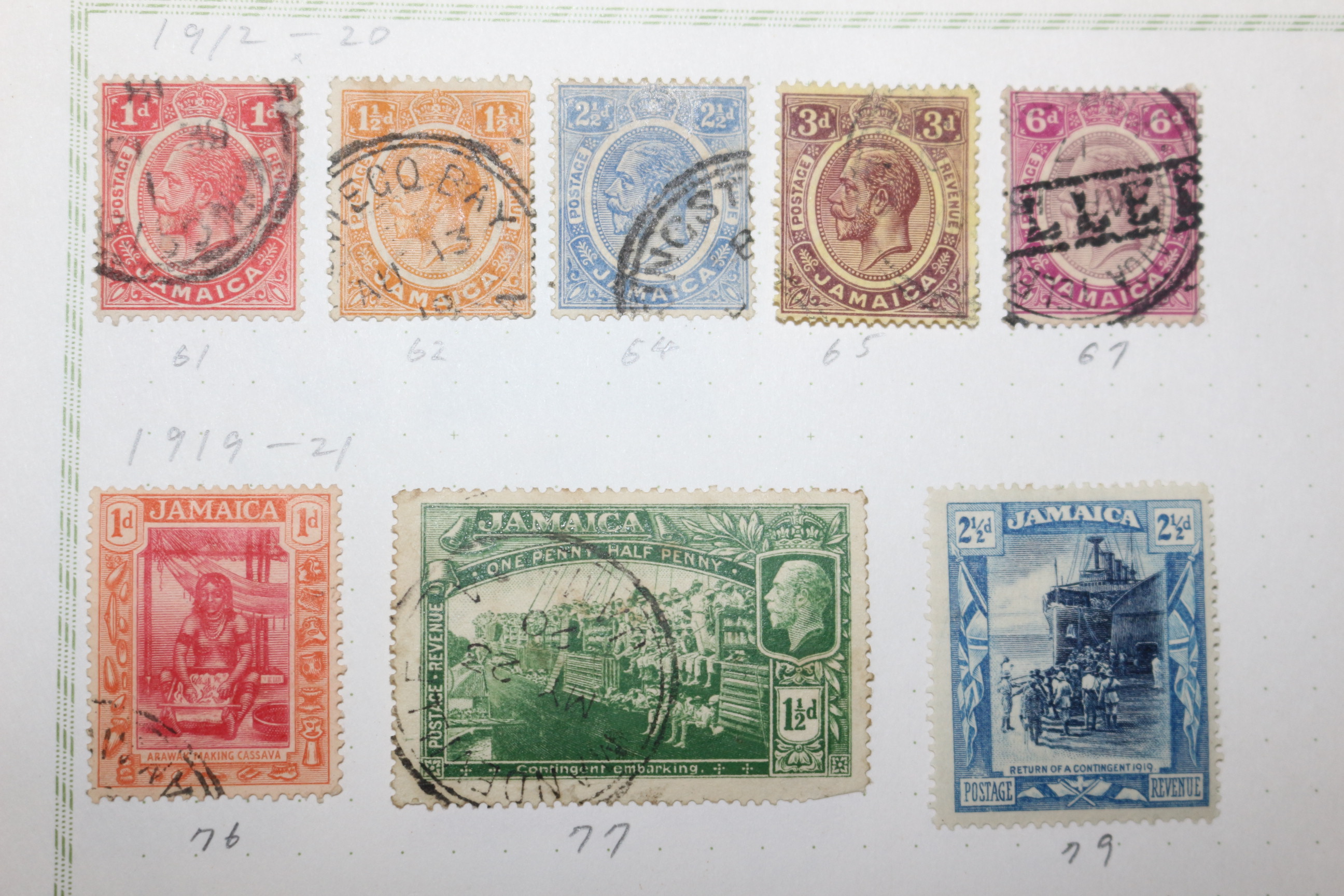 3-43 1912년~1923년 자메이카 jamaica 우표 19장