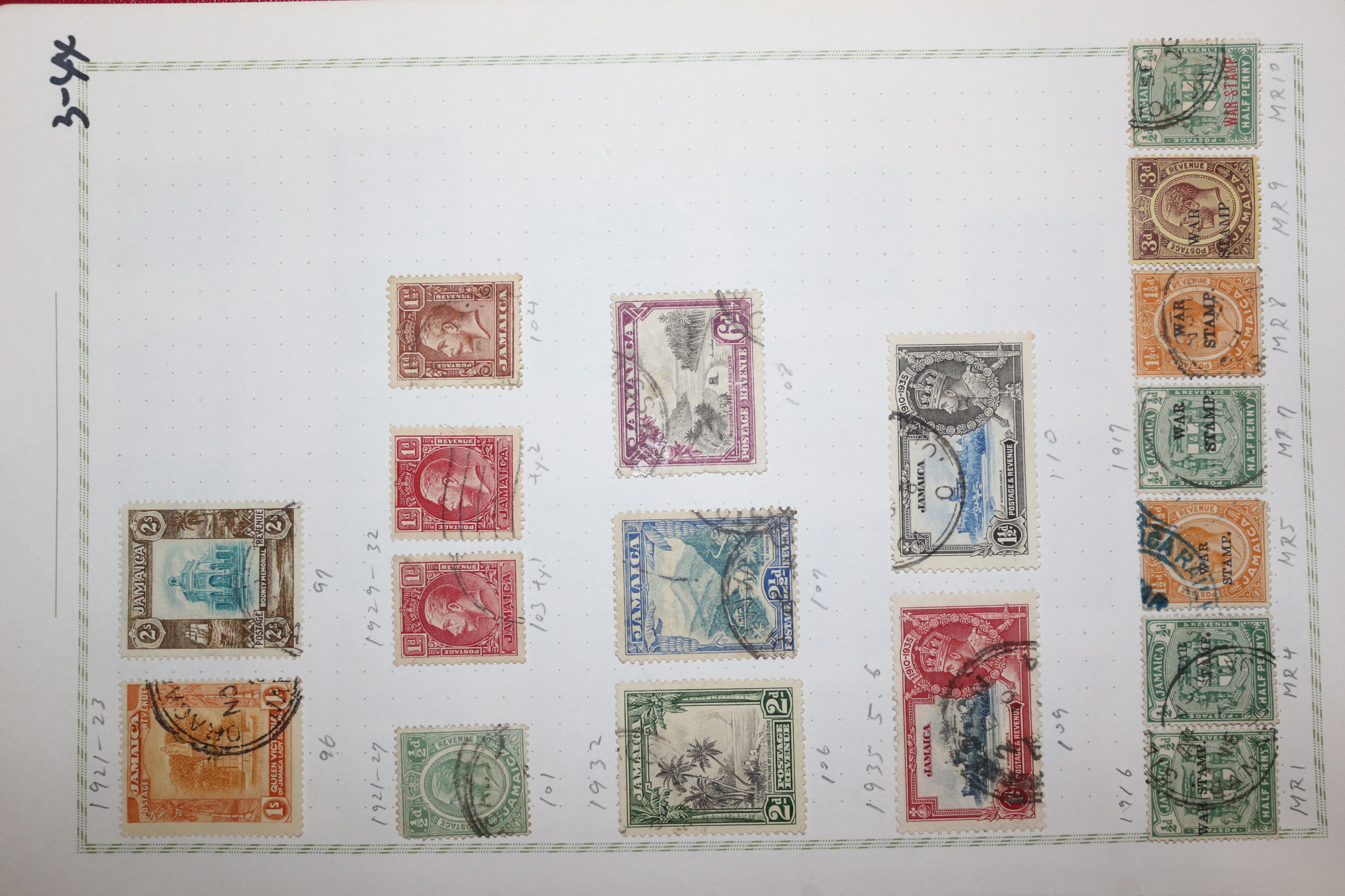 3-44 1916년~1935년 자메이카 jamaica 우표 18장