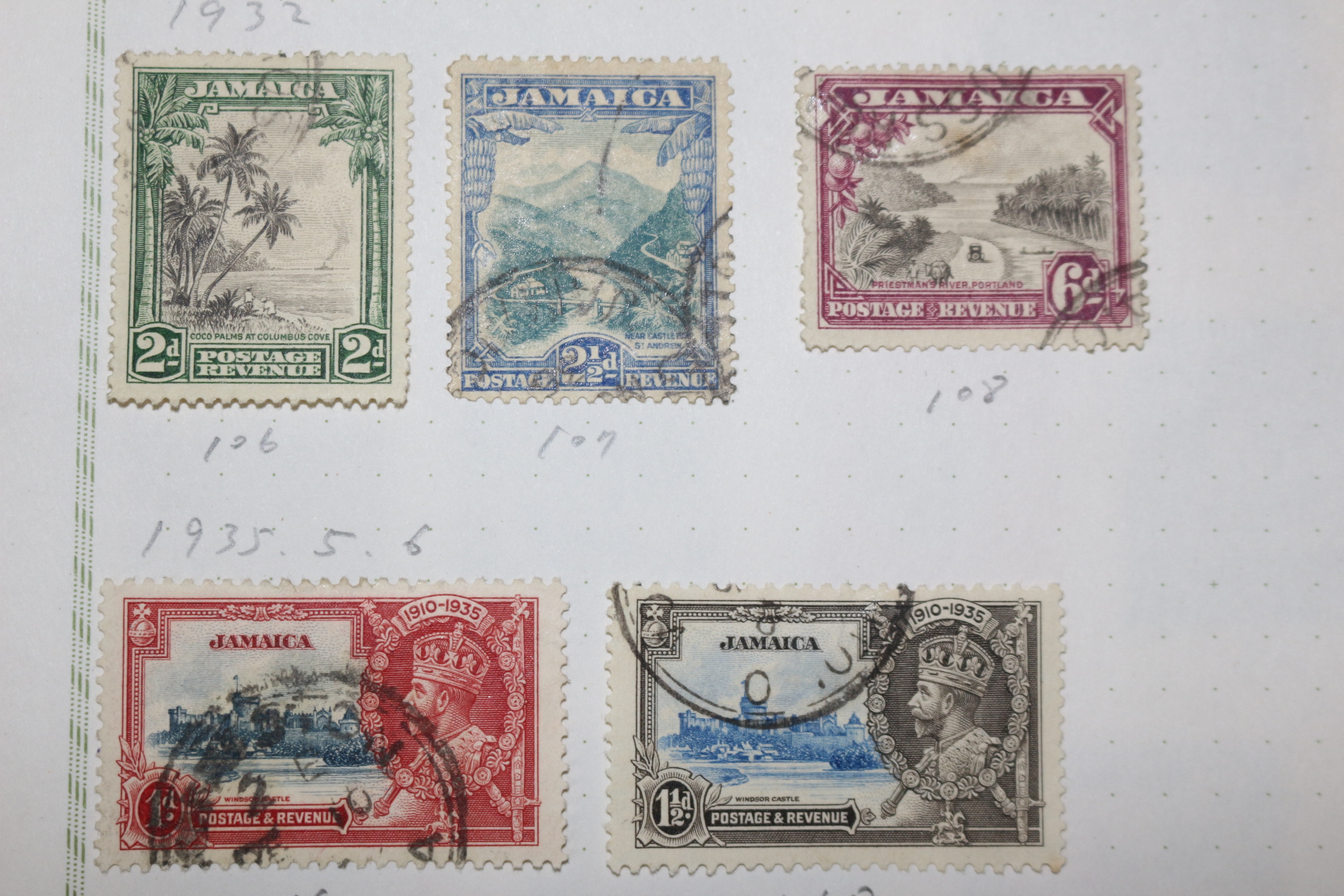 3-44 1916년~1935년 자메이카 jamaica 우표 18장