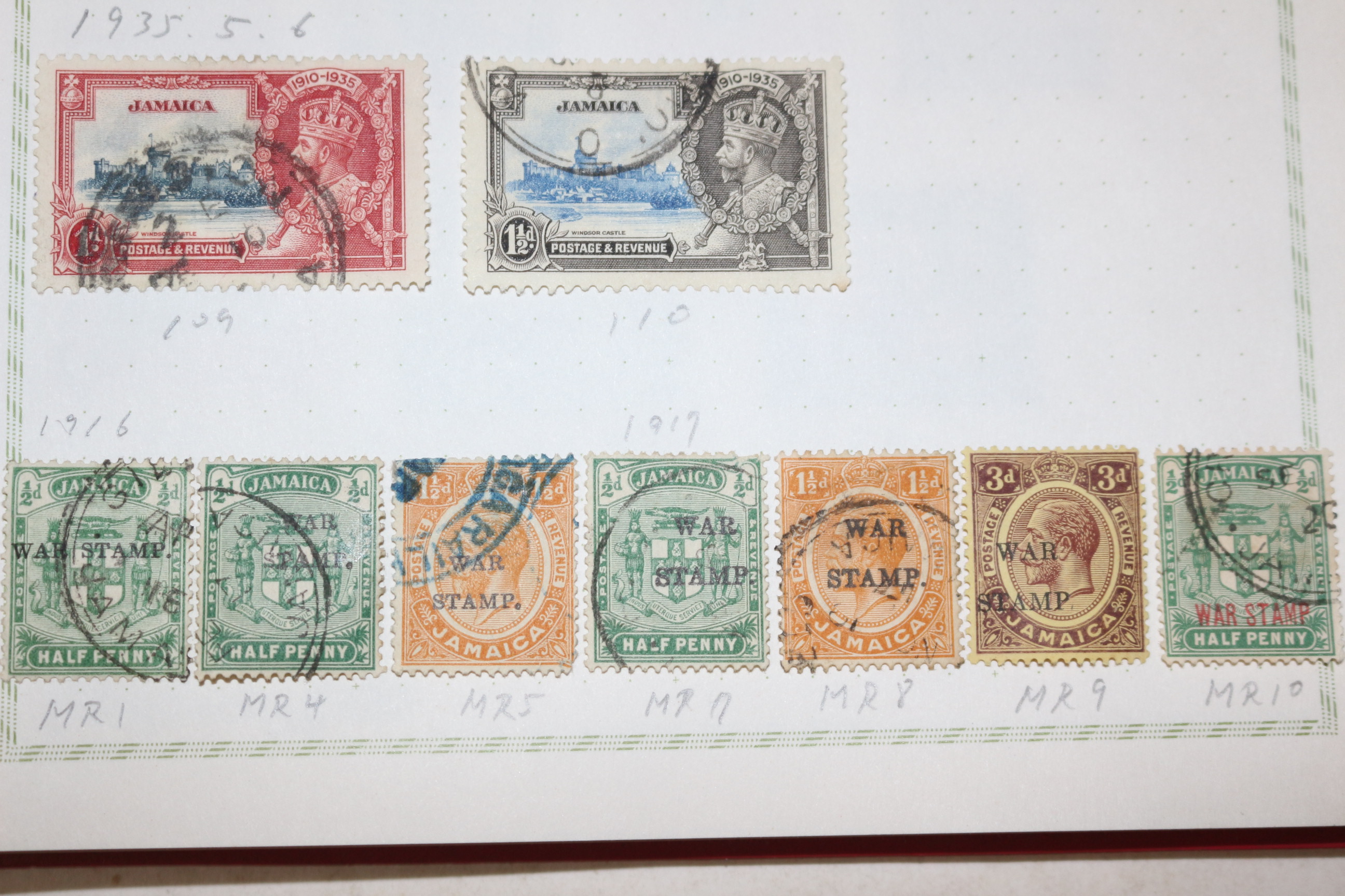 3-44 1916년~1935년 자메이카 jamaica 우표 18장