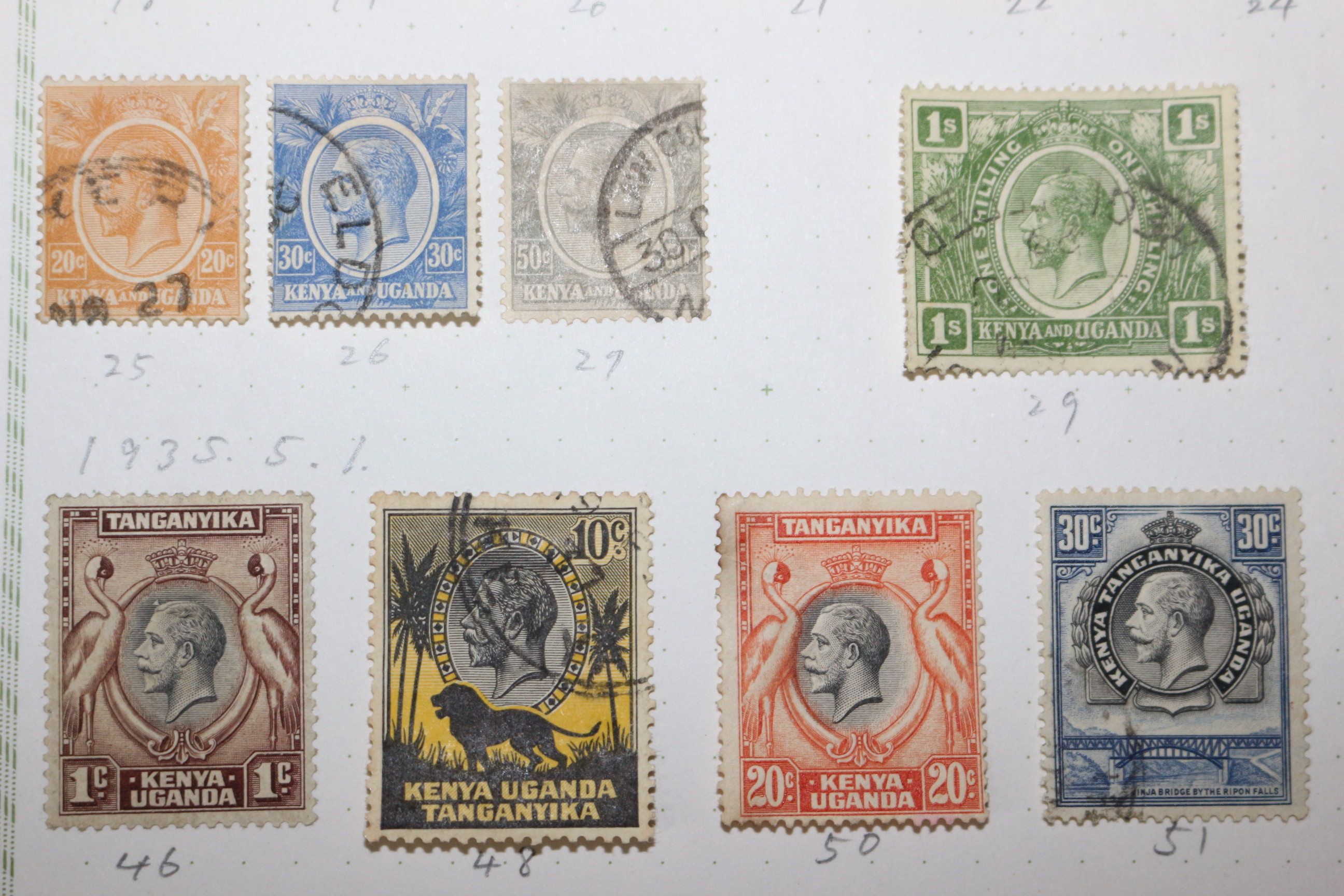 3-45 1907년~1937년 우간다 Uganda 우표 23장
