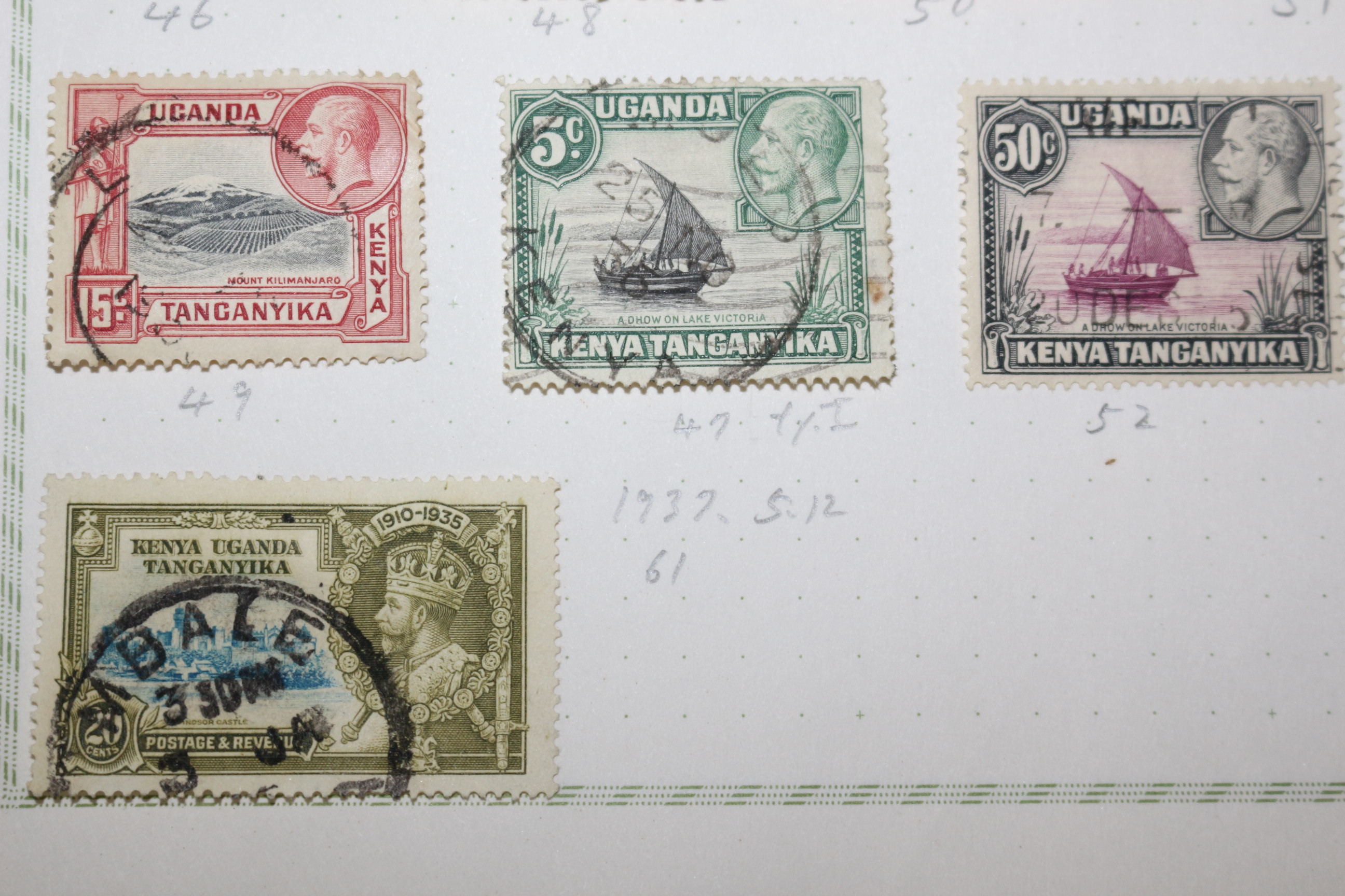 3-45 1907년~1937년 우간다 Uganda 우표 23장