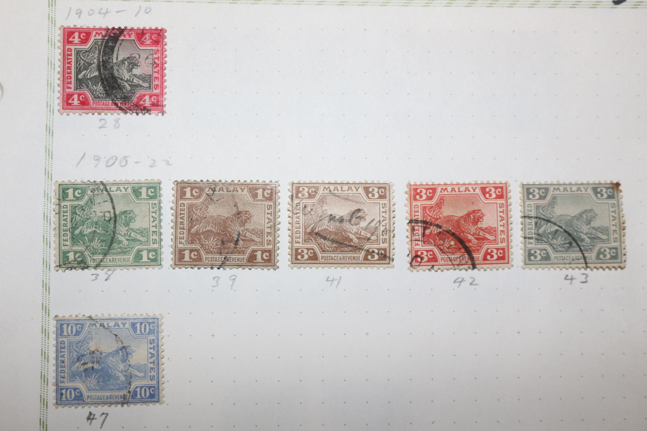 3-47 1904년~1922년 말레이 malay 우표 20장