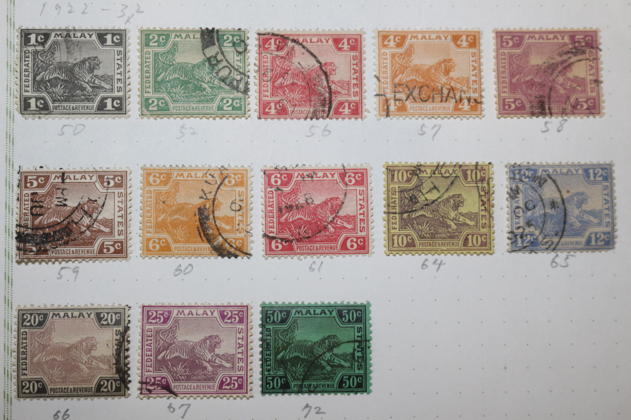3-47 1904년~1922년 말레이 malay 우표 20장