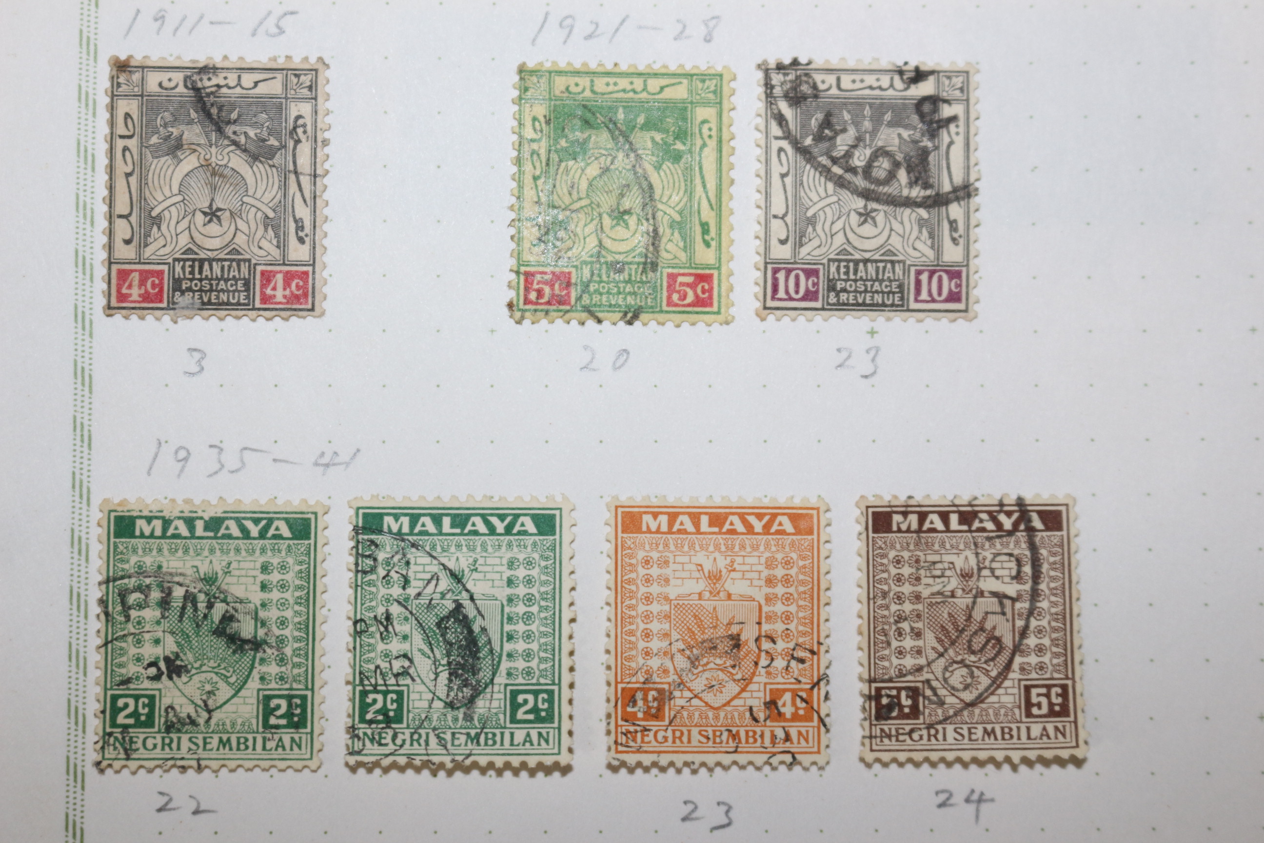3-48 1918년~1936년 말레이반도 malaya 우표 19장
