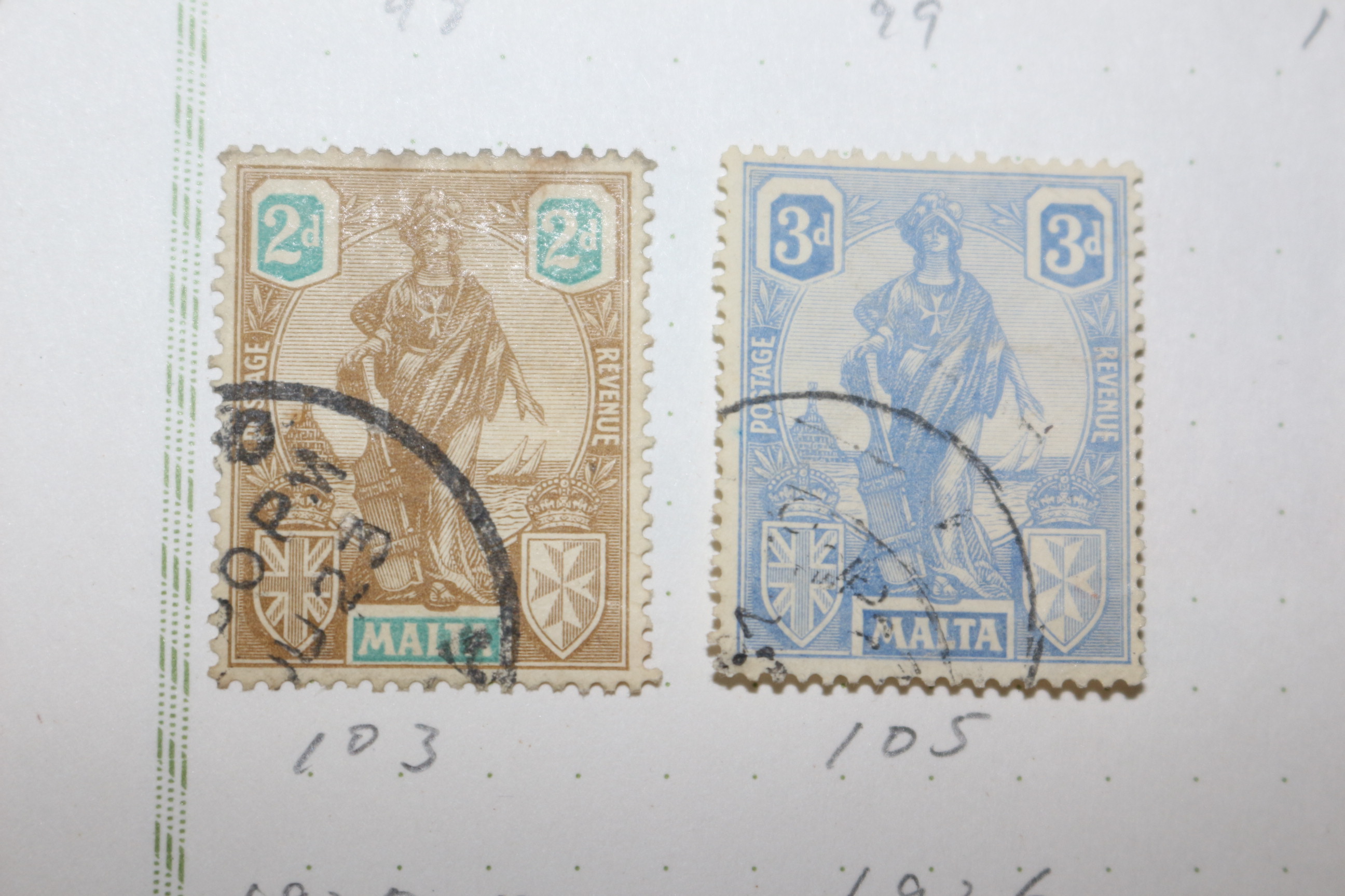 3-50  1914년~1926년 몰타 malta 우표 19장