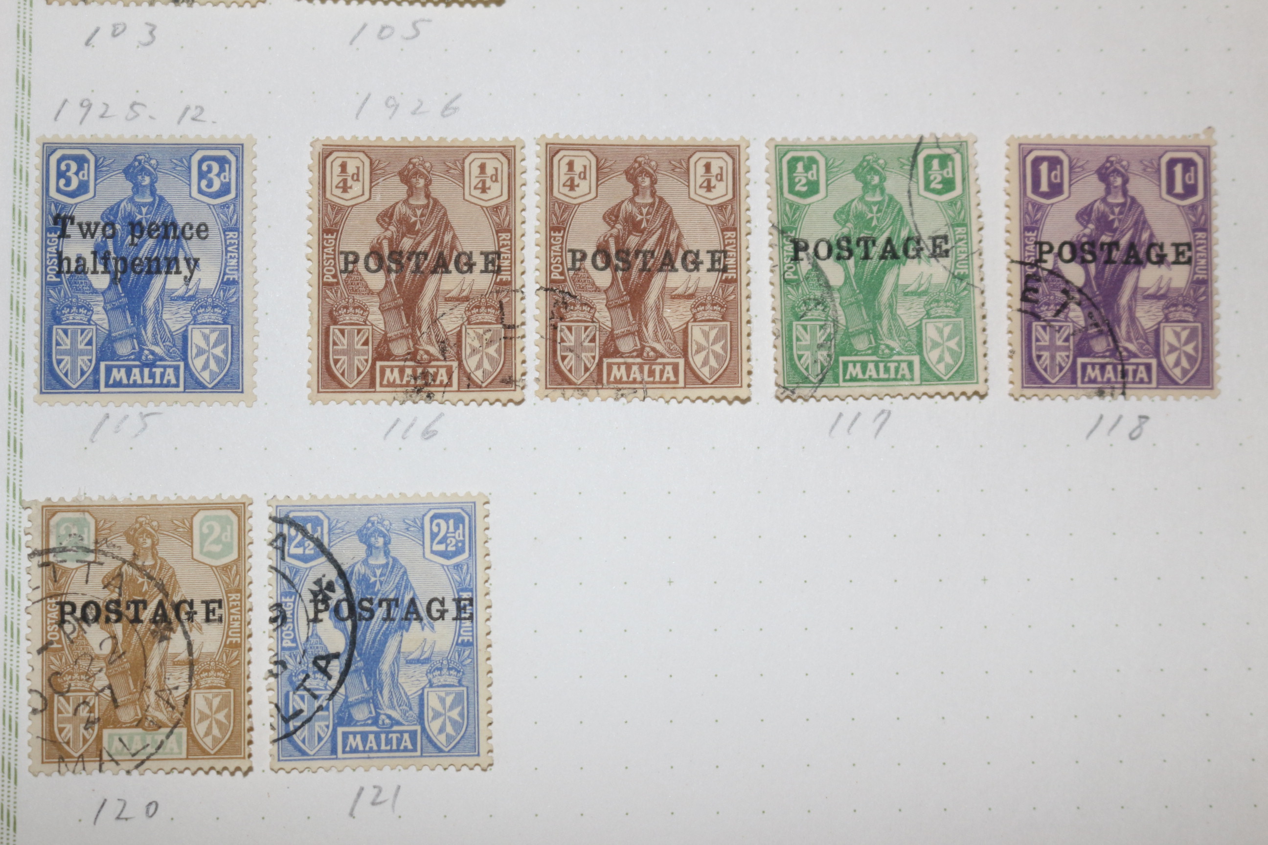 3-50  1914년~1926년 몰타 malta 우표 19장
