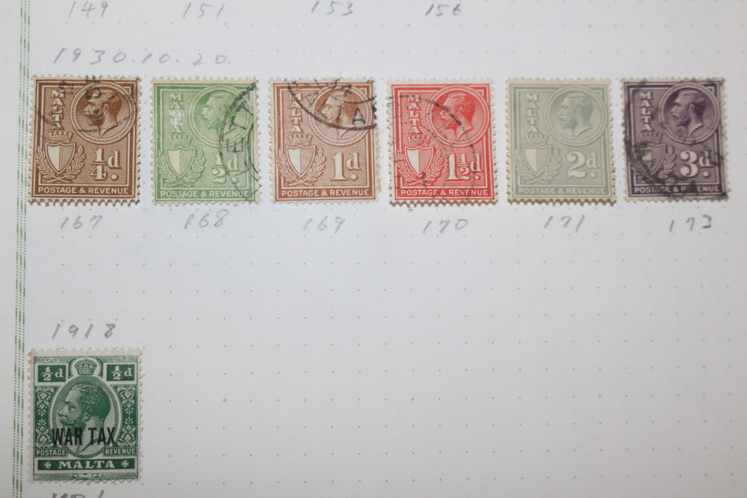 3-51 1918년~1930년 몰타 malta 우표 14장