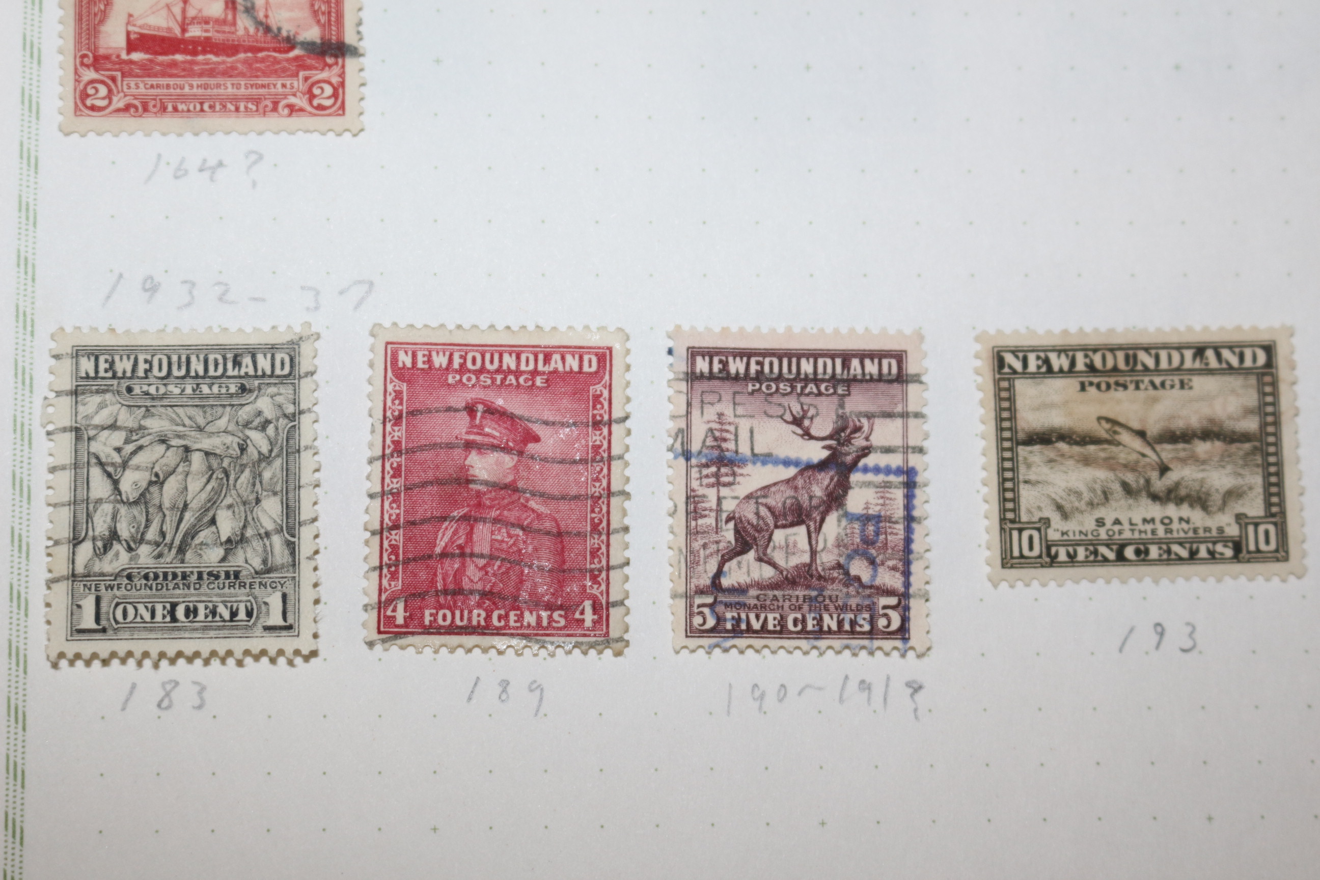 3-54  1911년~1937년 캐나다 뉴펀들랜드섬 newfoundland 우표 12장
