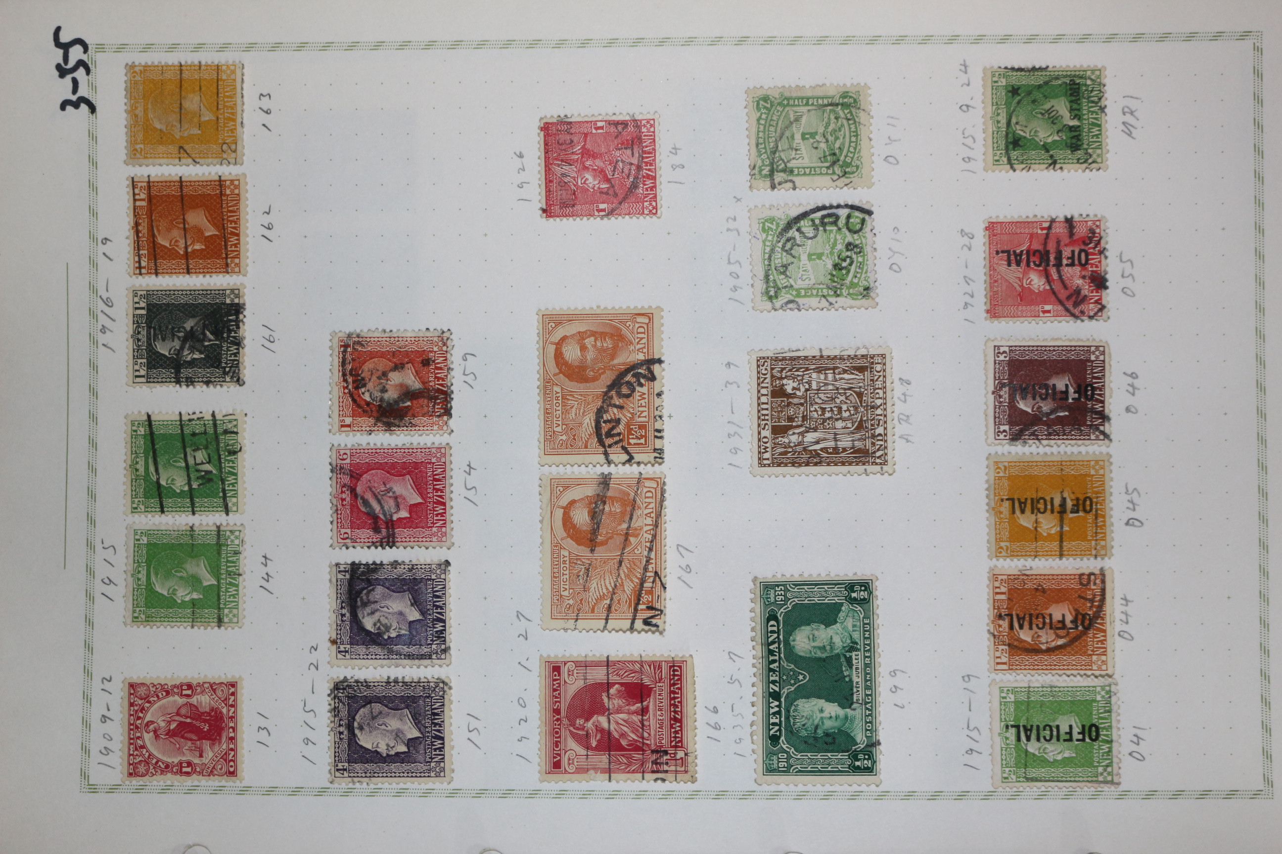 3-55  1909년~1935년 뉴질랜드 new zealand 우표 24장