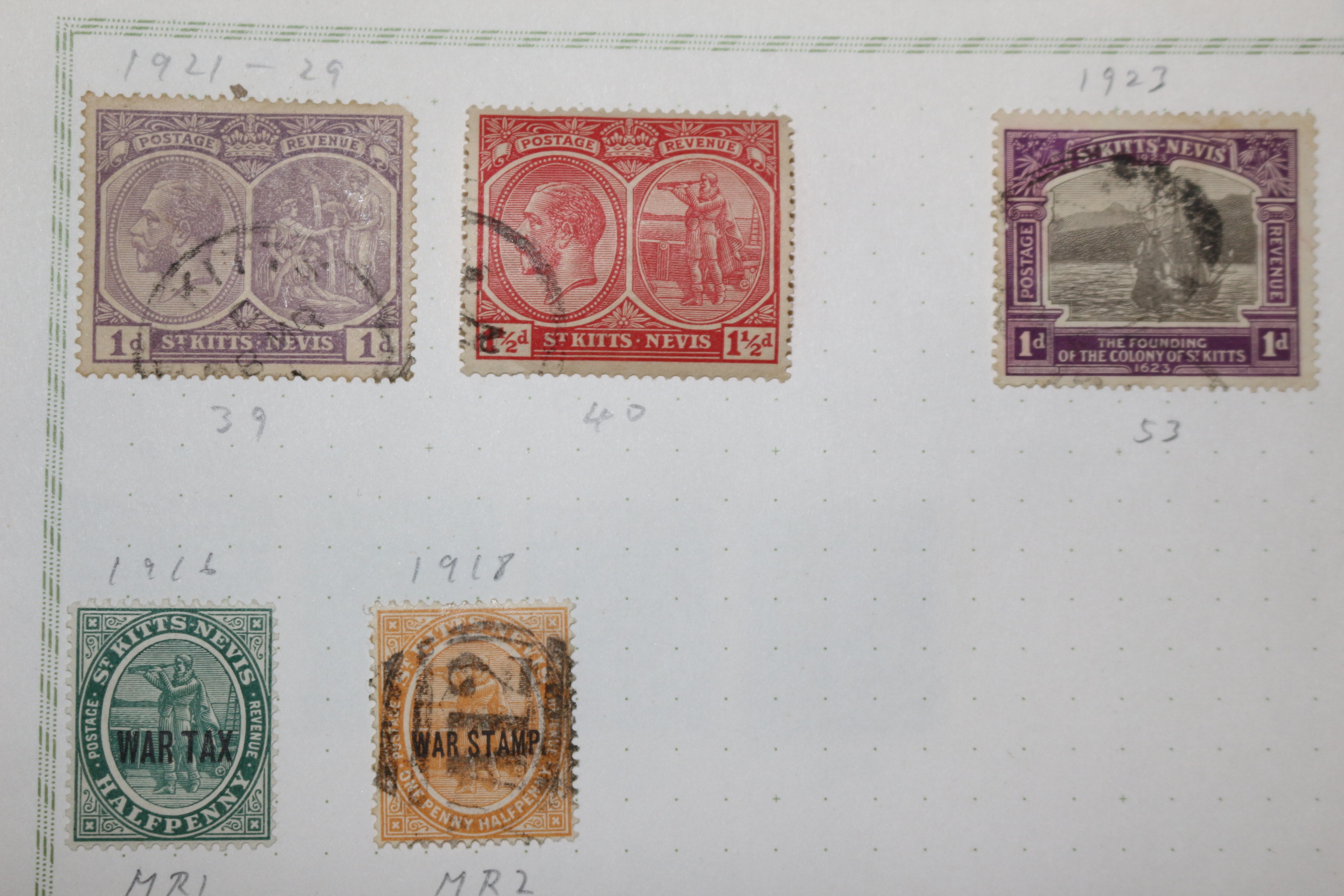 3-60  1916년~1929년 stkitts nevis 우표 5장