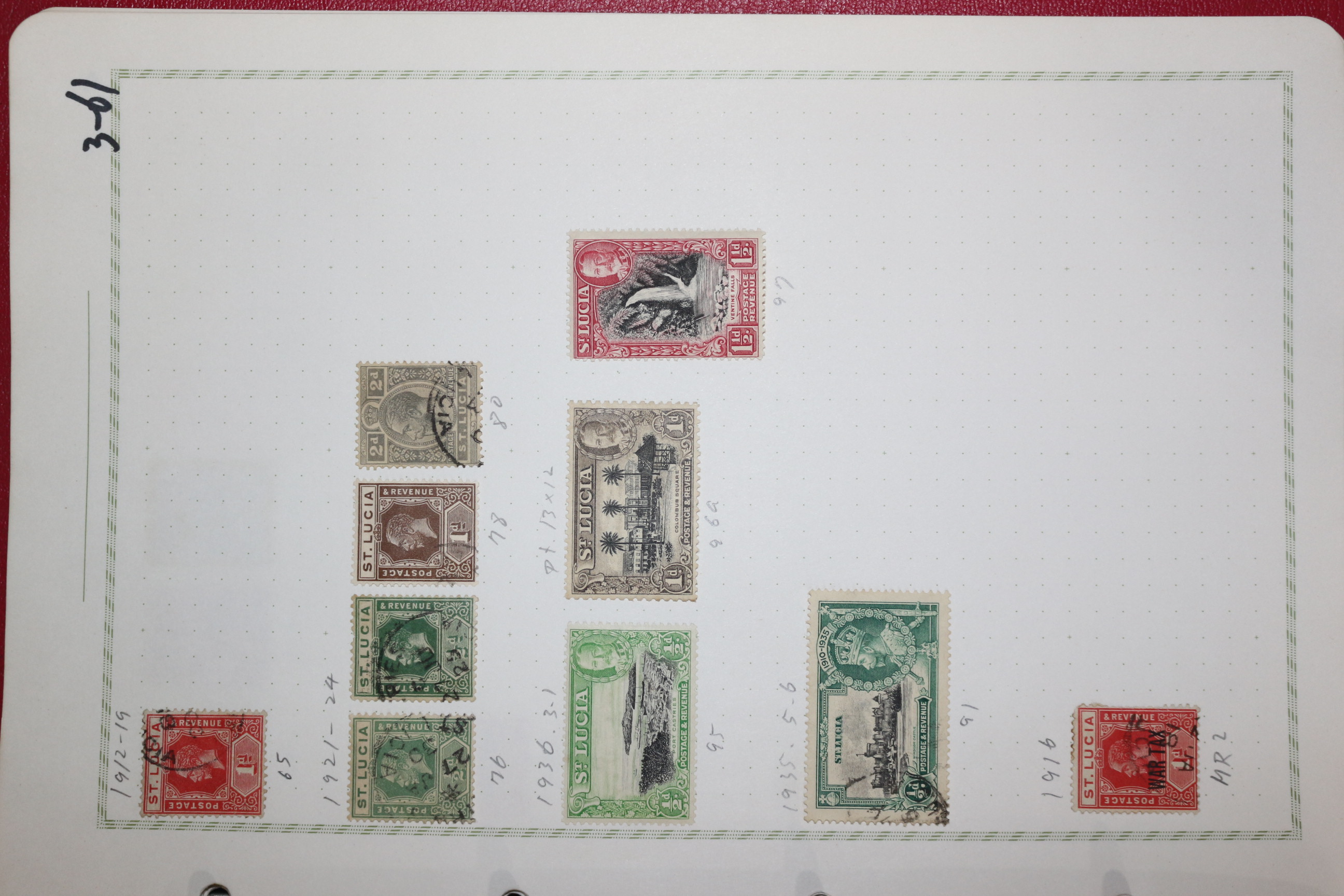 3-61  1912년~1936년 세인트루시아 Saint Lucia 우표 10장