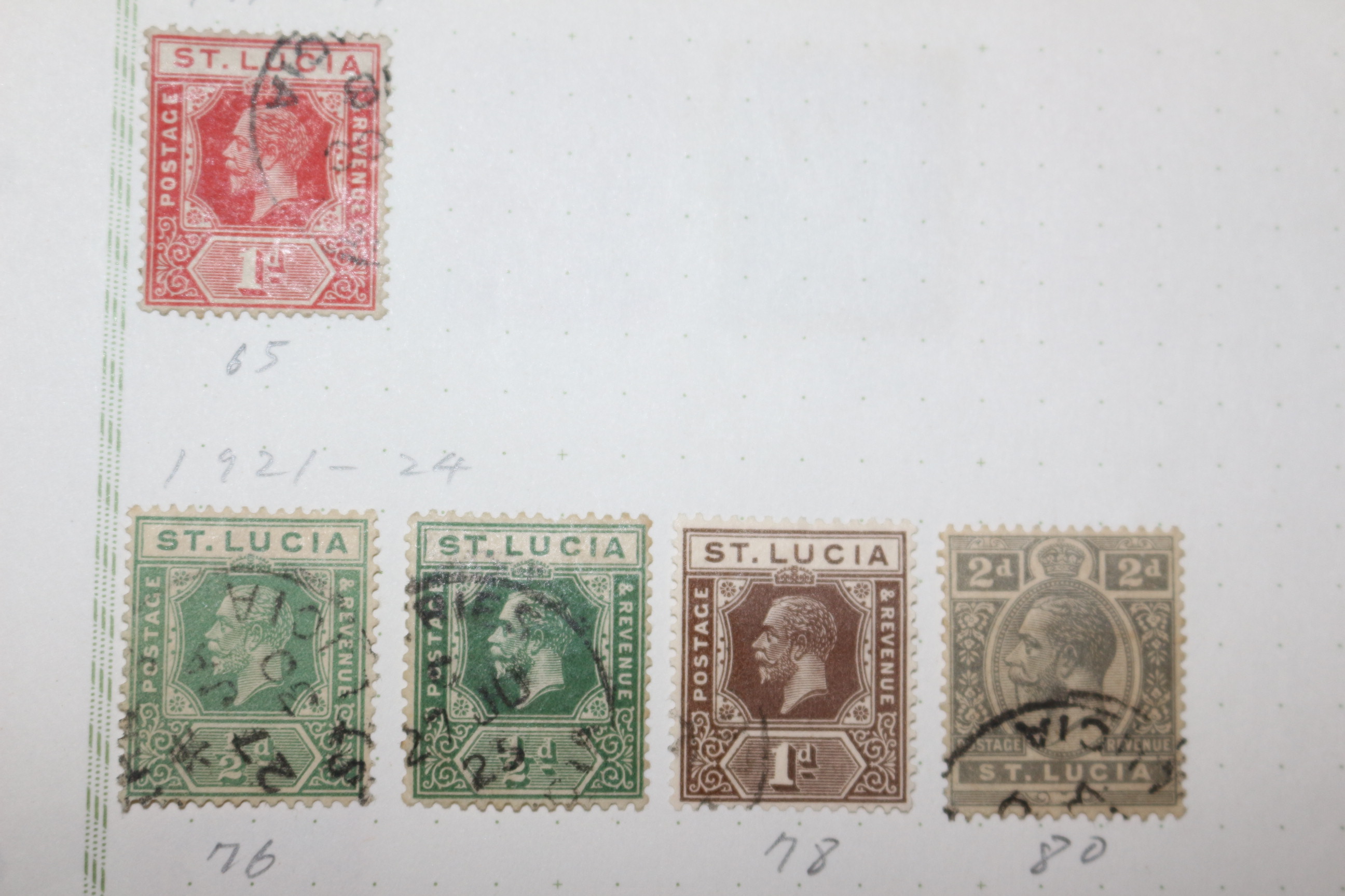 3-61  1912년~1936년 세인트루시아 Saint Lucia 우표 10장