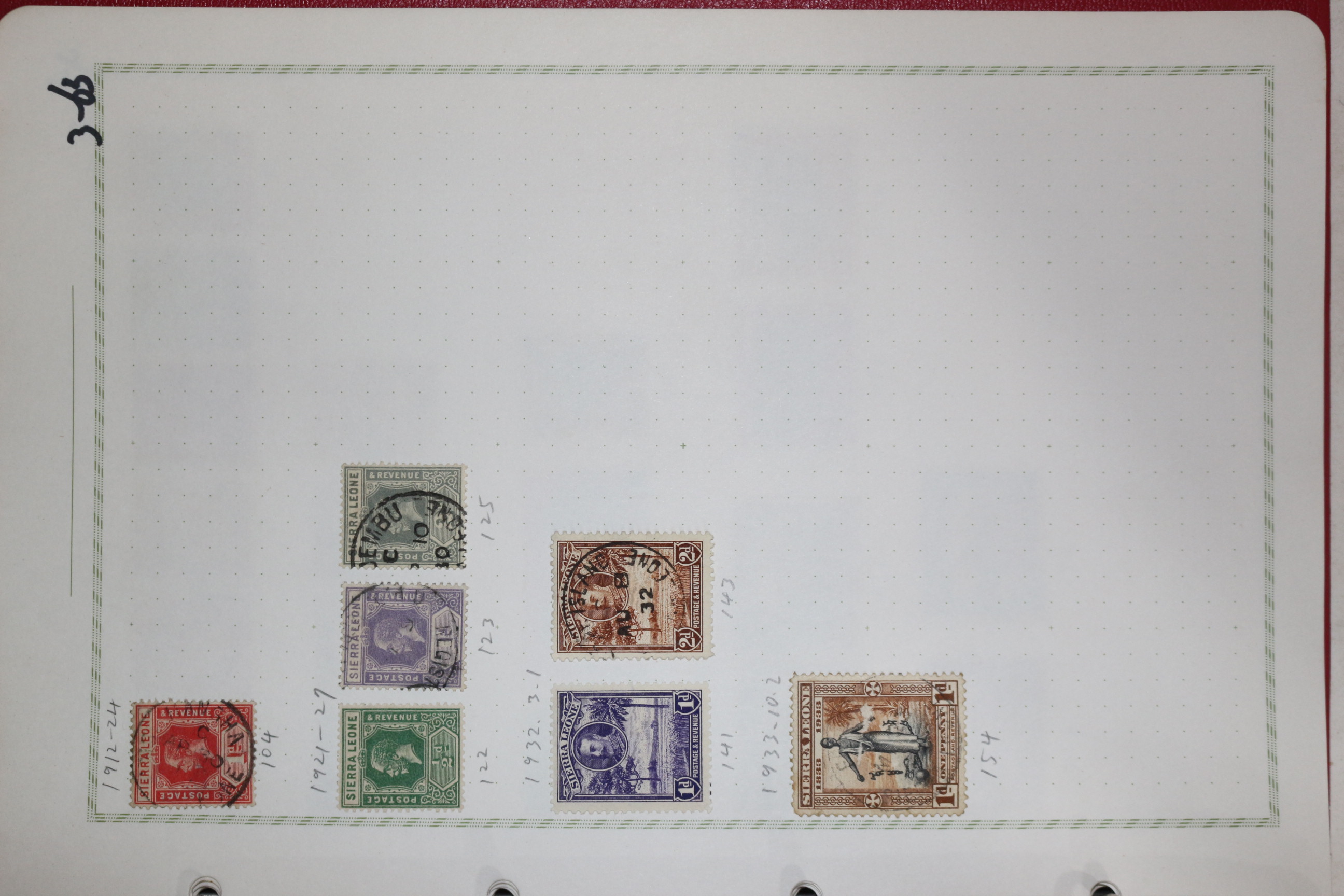 3-63  1912년~1933년 시에라리온 sierraleone 우표 7장