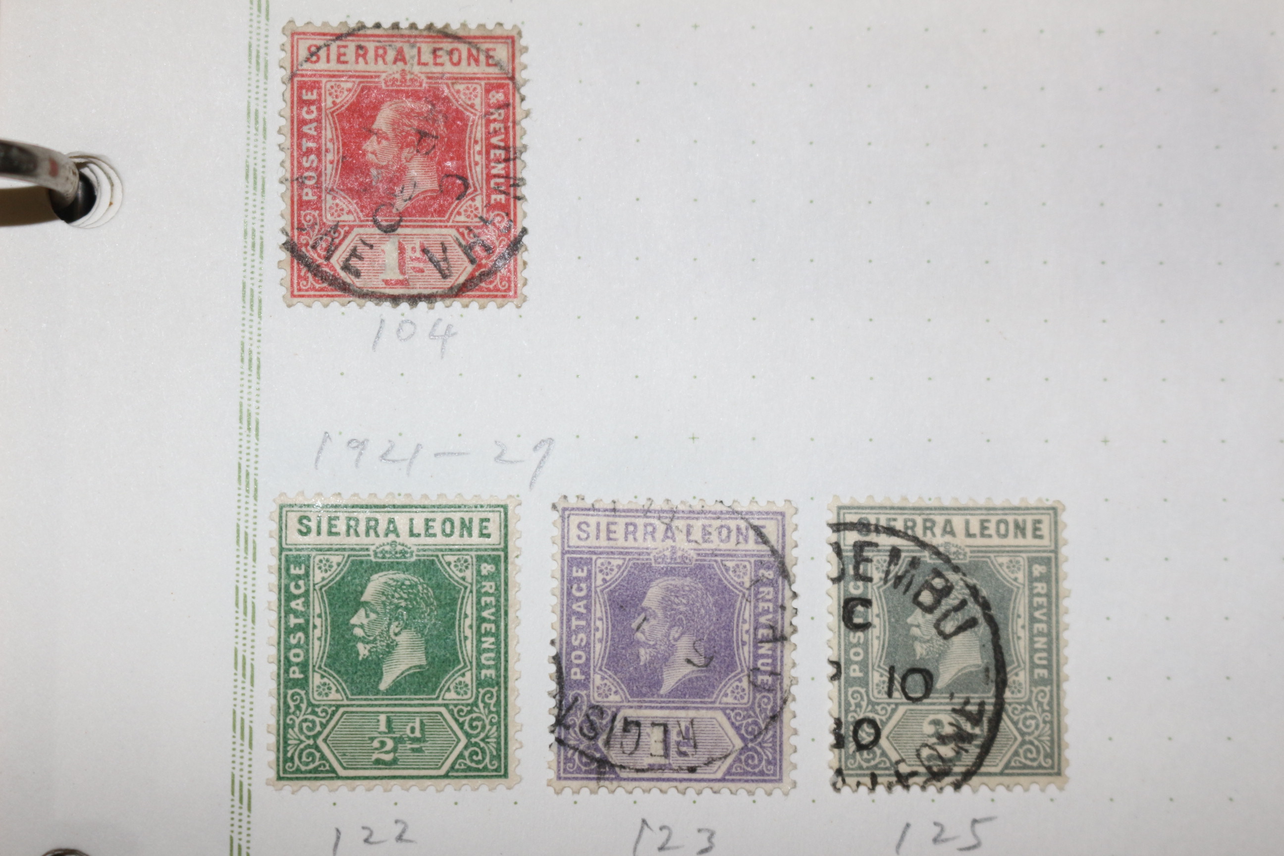 3-63  1912년~1933년 시에라리온 sierraleone 우표 7장