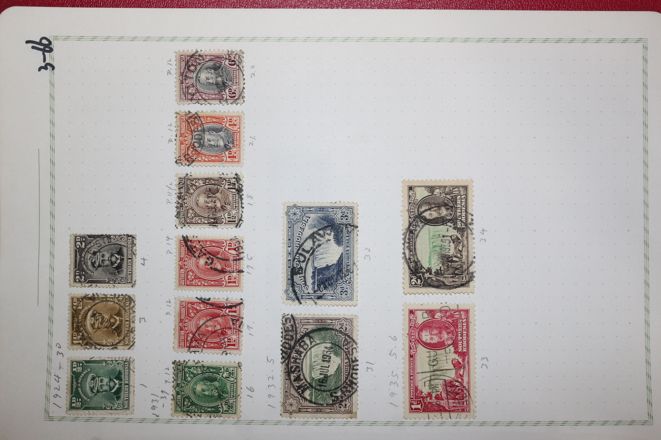 3-66  1924년~1935년 짐바브웨이 남로디지아 southern rhodesia 우표 13장